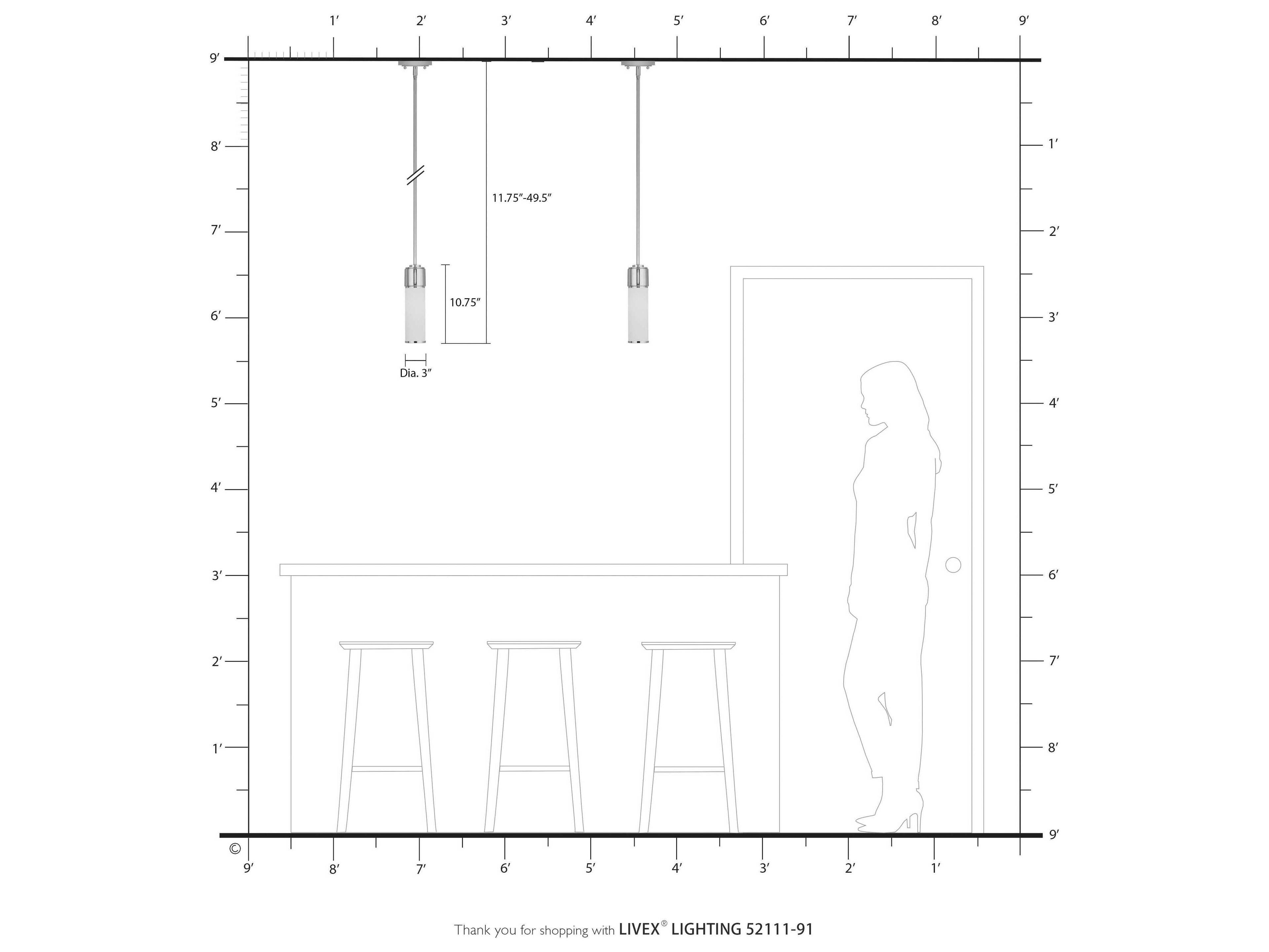 Livex Lighting Weston 1-Light Brushed Nickel Glass Cylinder Mini Pendant