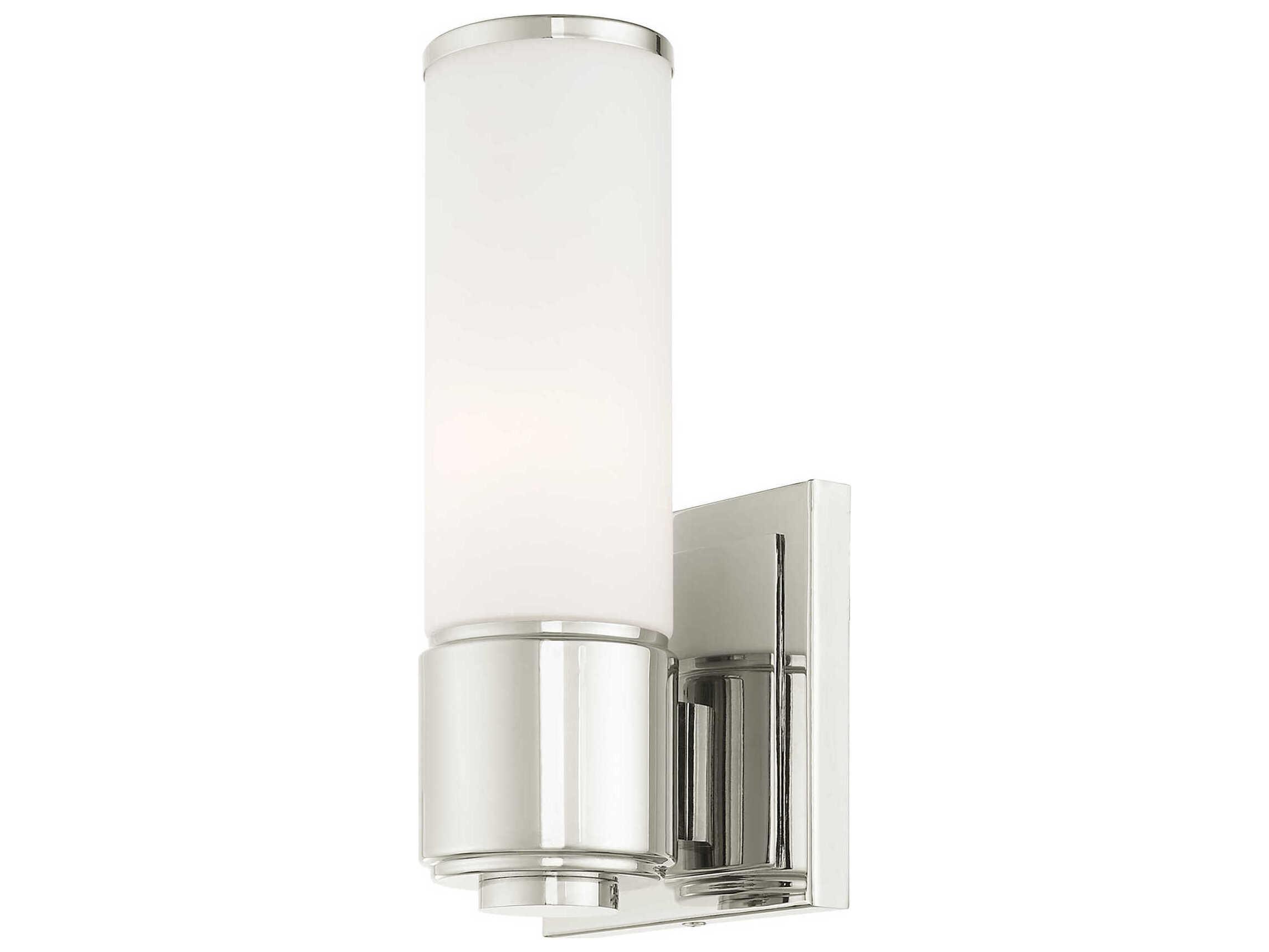 Livex Lighting Weston 1-Light Polished Nickel Glass Wall Sconce