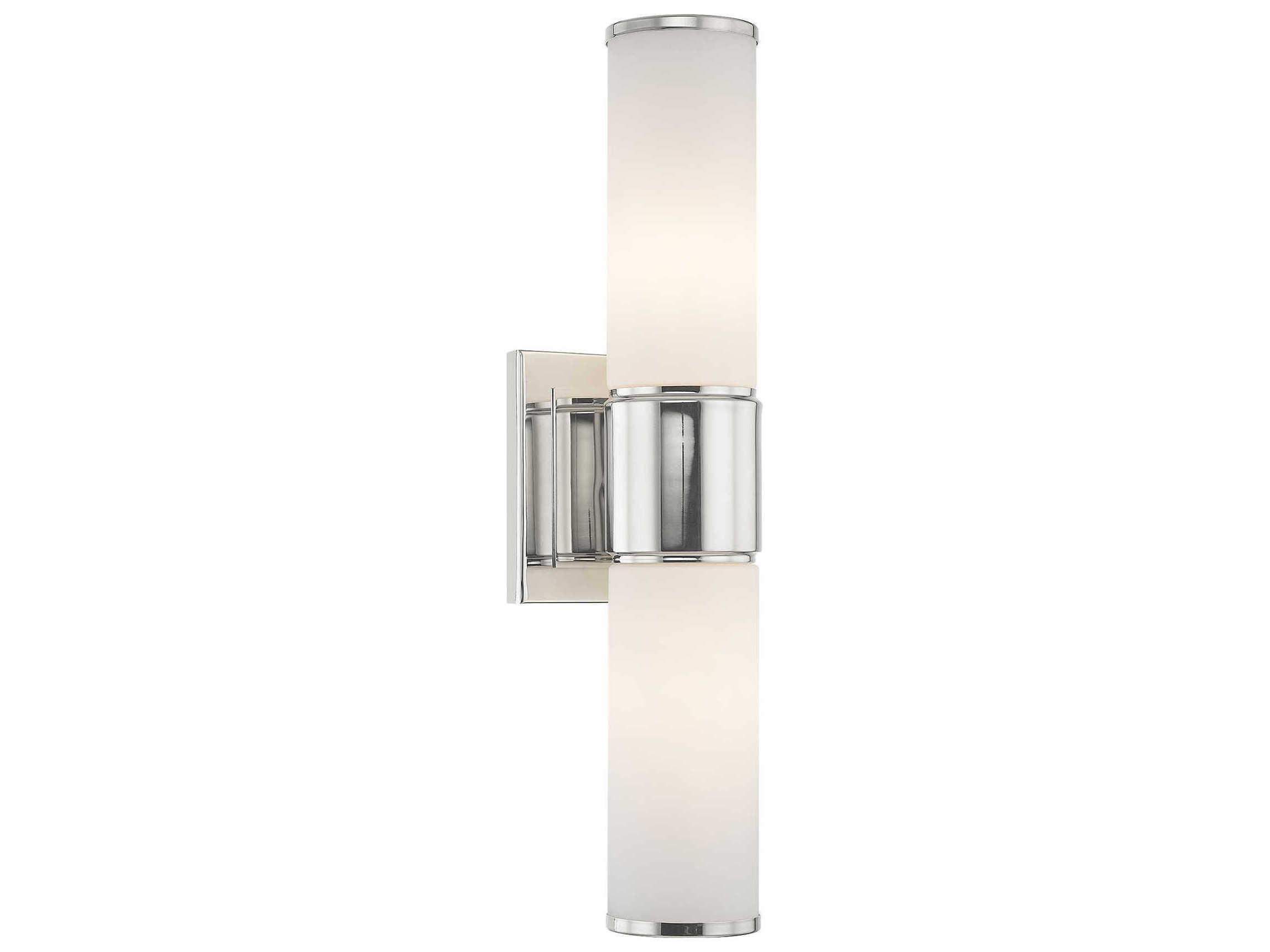 Livex Lighting Weston 2-Light Polished Nickel Glass Wall Sconce