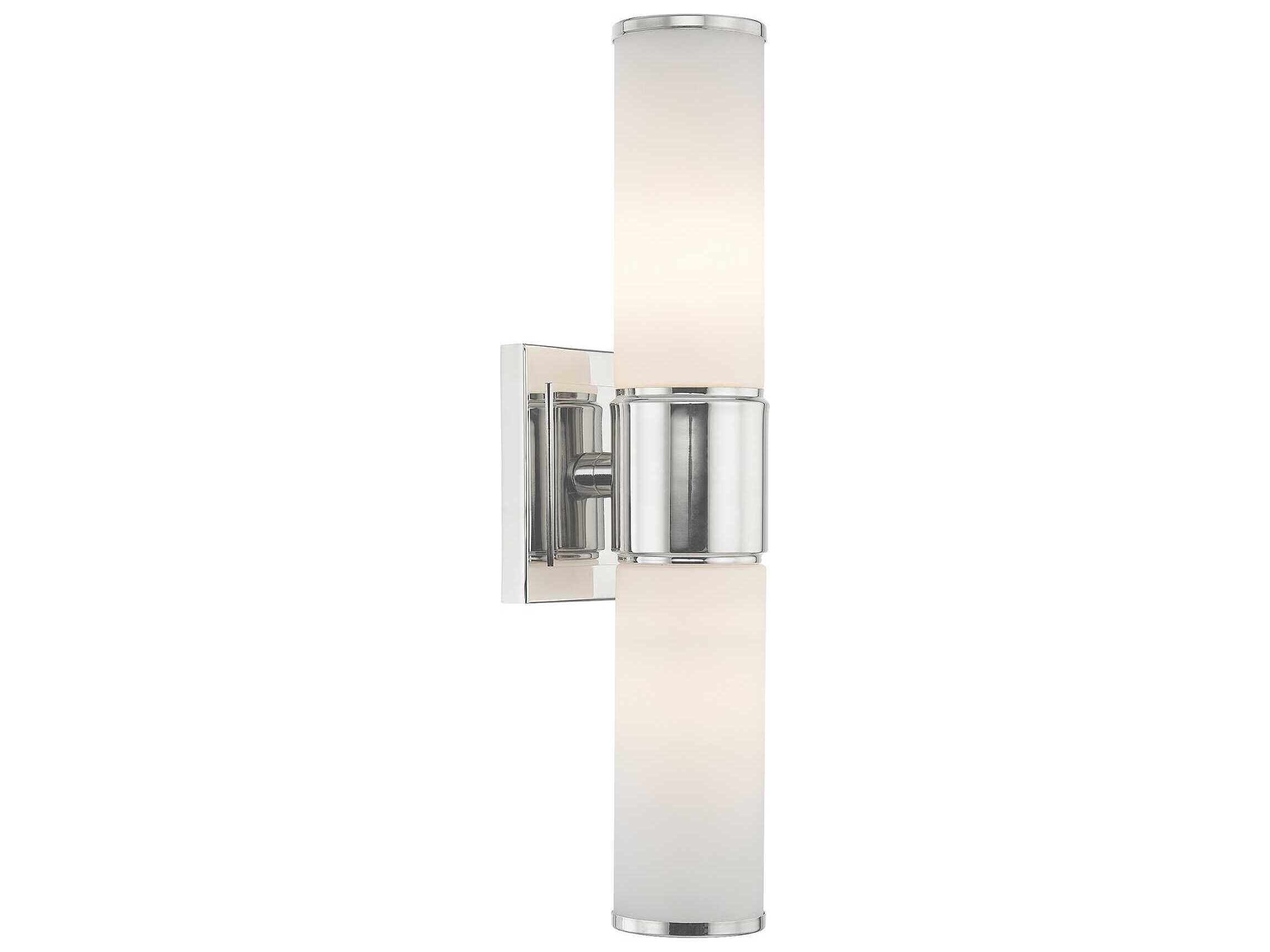 Livex Lighting Weston 2-Light Polished Nickel Glass Wall Sconce