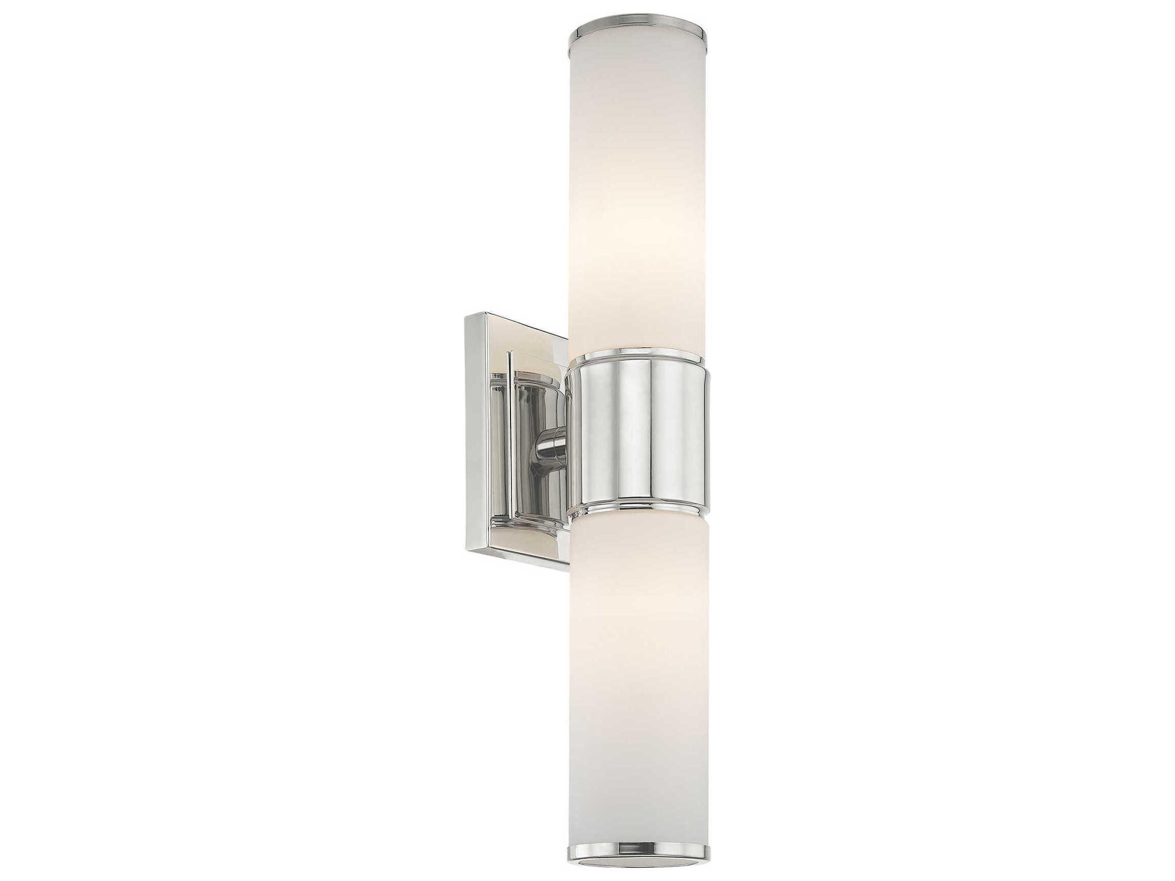 Livex Lighting Weston 2-Light Polished Nickel Glass Wall Sconce