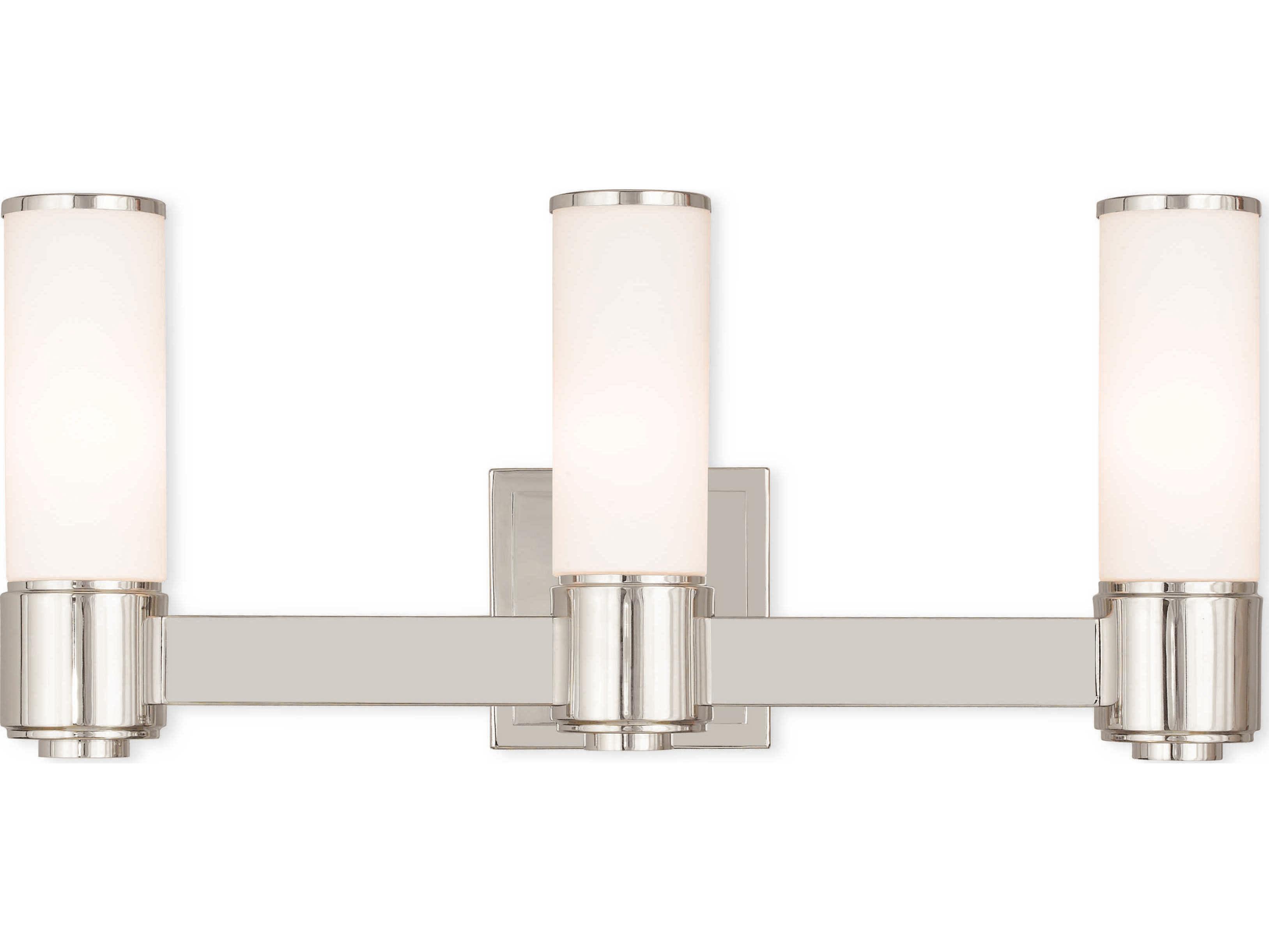 Livex Lighting Weston 3-Light Polished Nickel Glass Vanity Light