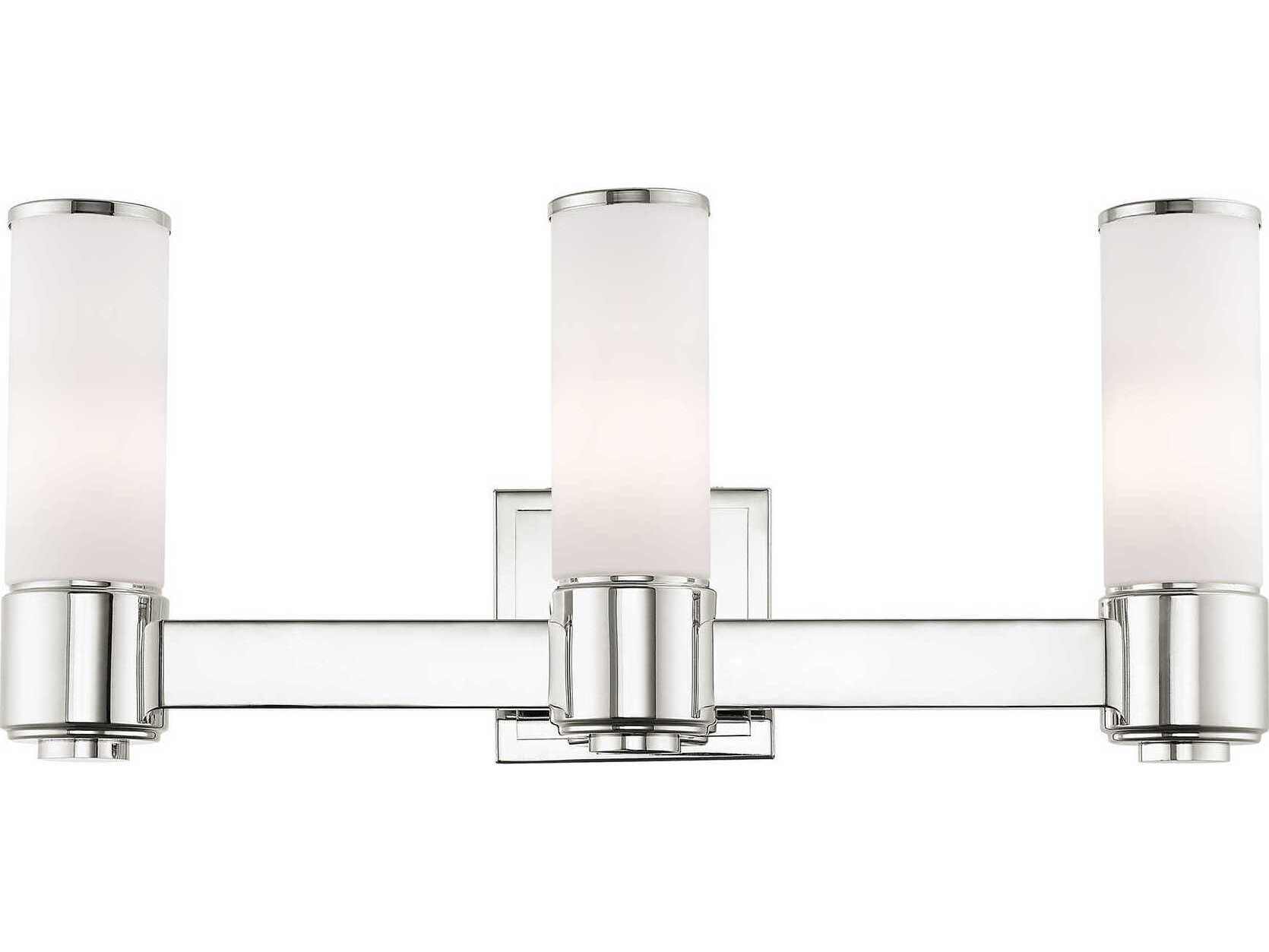 Livex Lighting Weston 3-Light Polished Nickel Glass Vanity Light