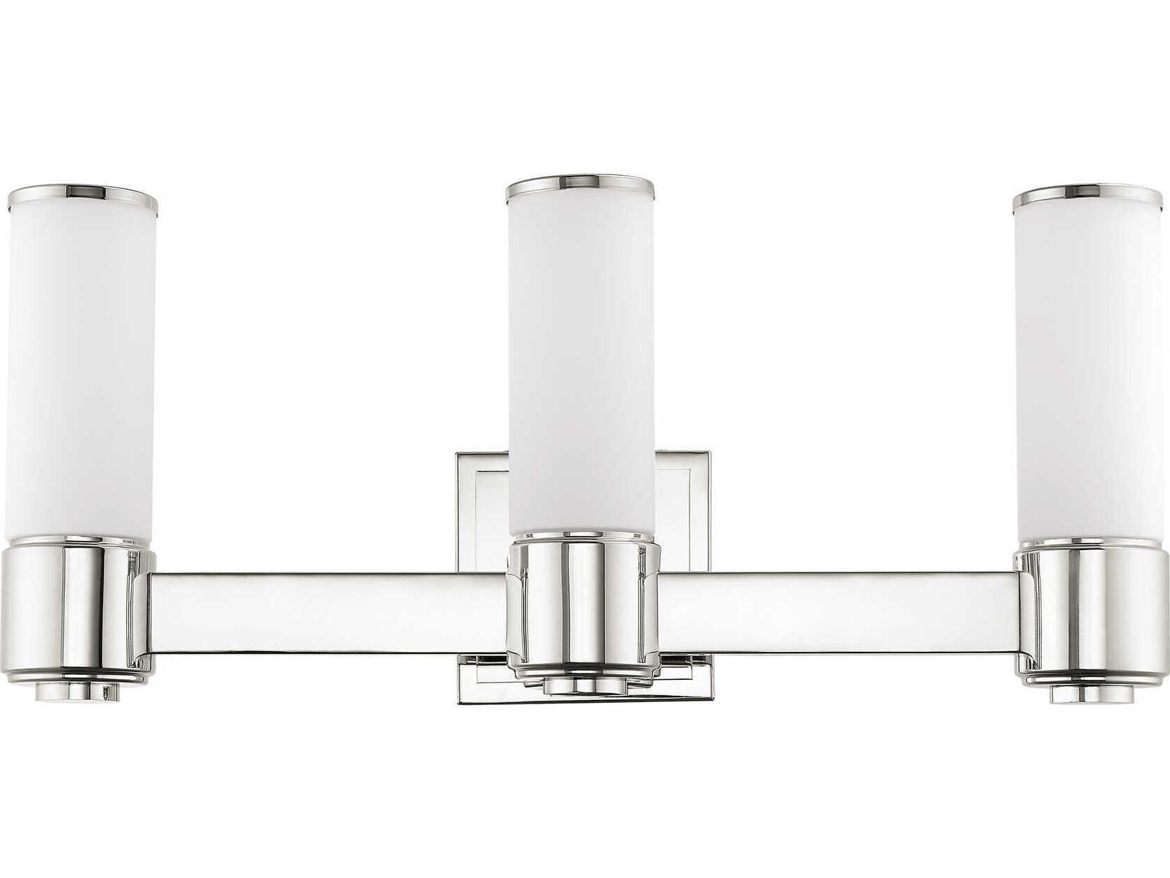 Livex Lighting Weston 3-Light Polished Nickel Glass Vanity Light