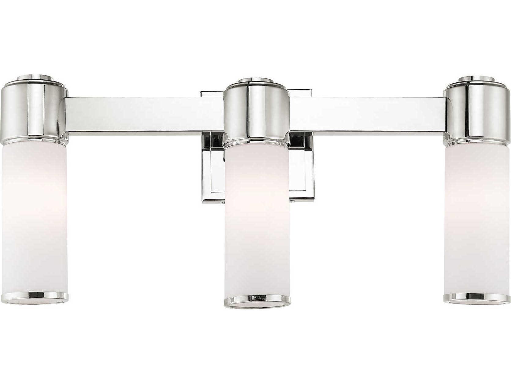 Livex Lighting Weston 3-Light Polished Nickel Glass Vanity Light