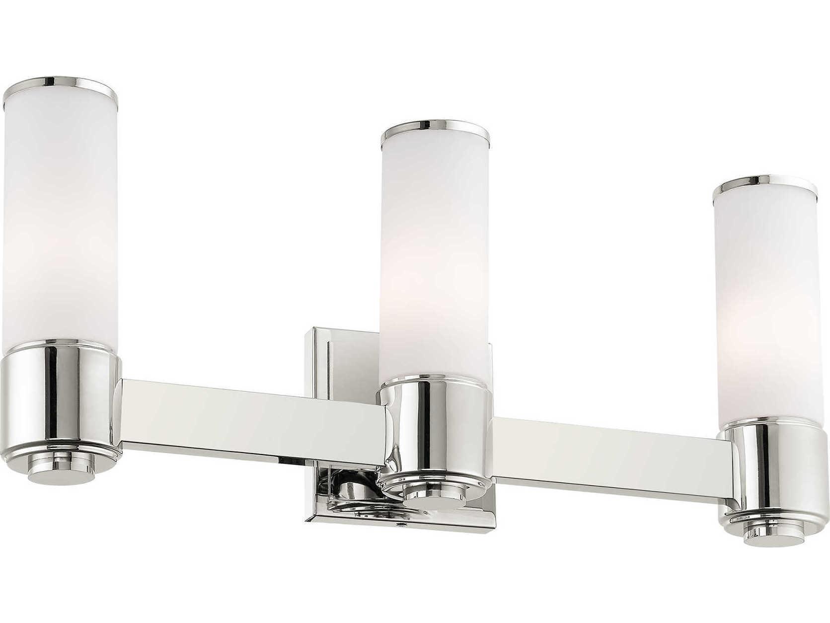 Livex Lighting Weston 3-Light Polished Nickel Glass Vanity Light