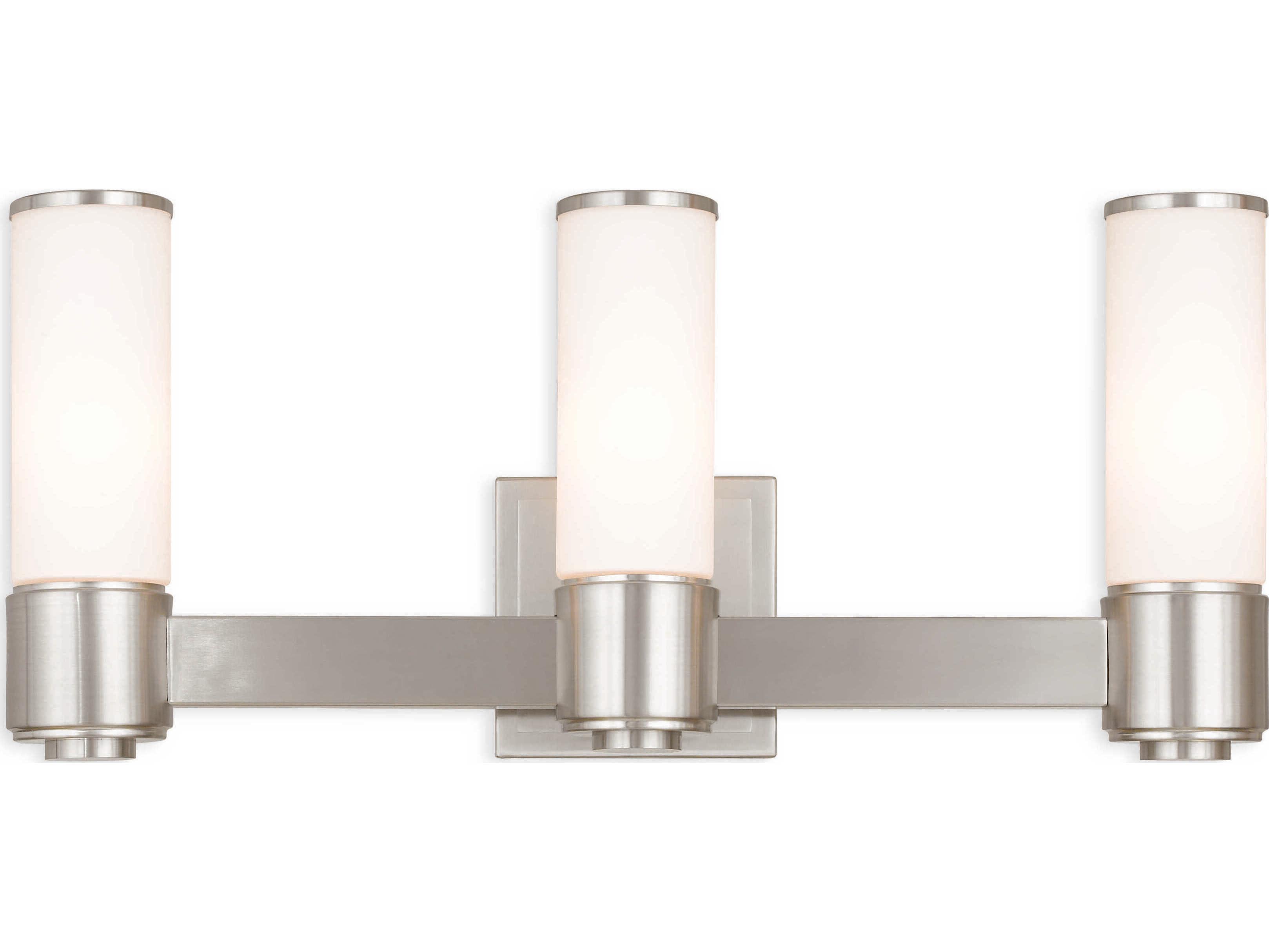 Livex Lighting Weston 3-Light Brushed Nickel Glass Vanity Light