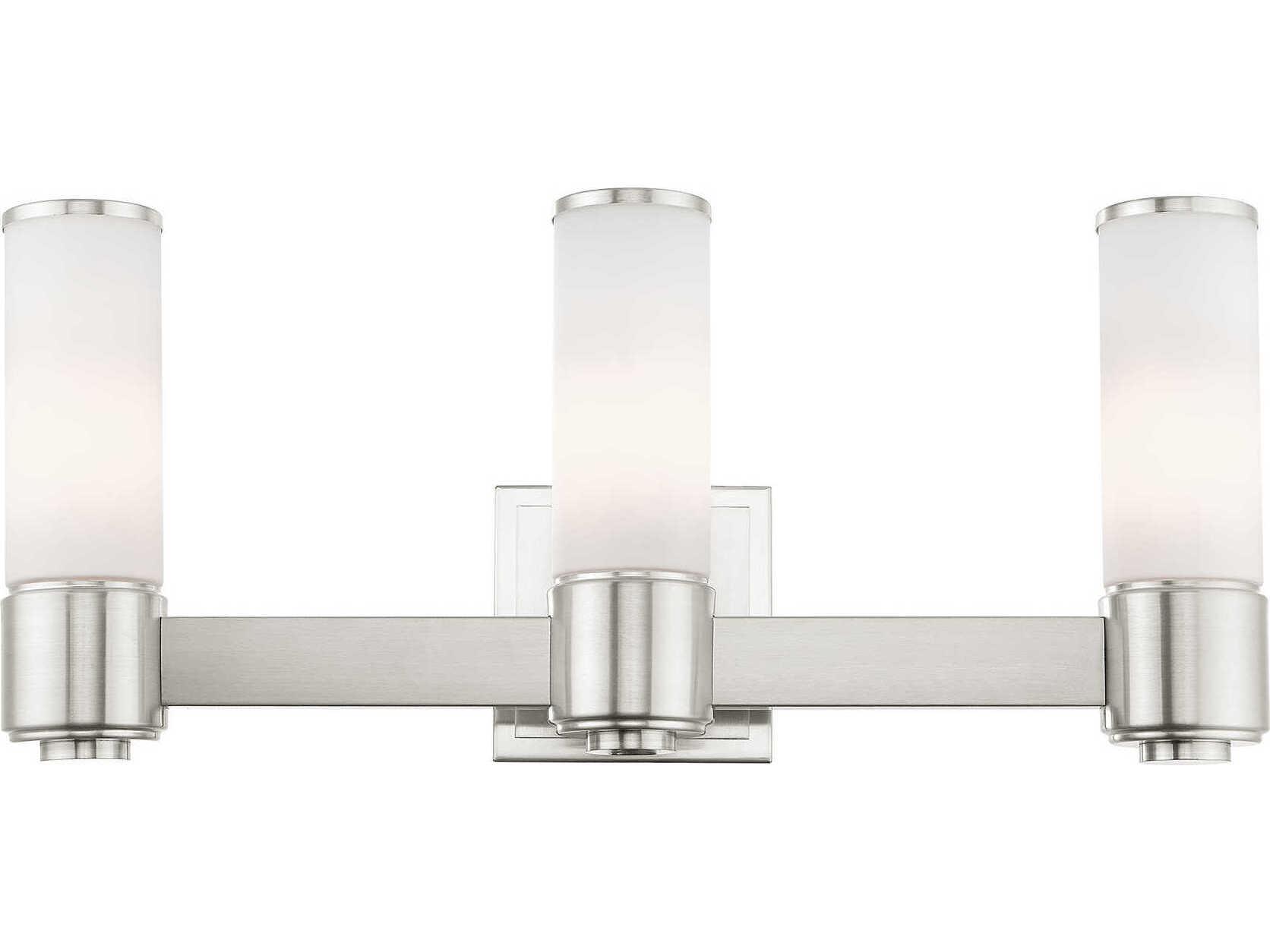 Livex Lighting Weston 3-Light Brushed Nickel Glass Vanity Light