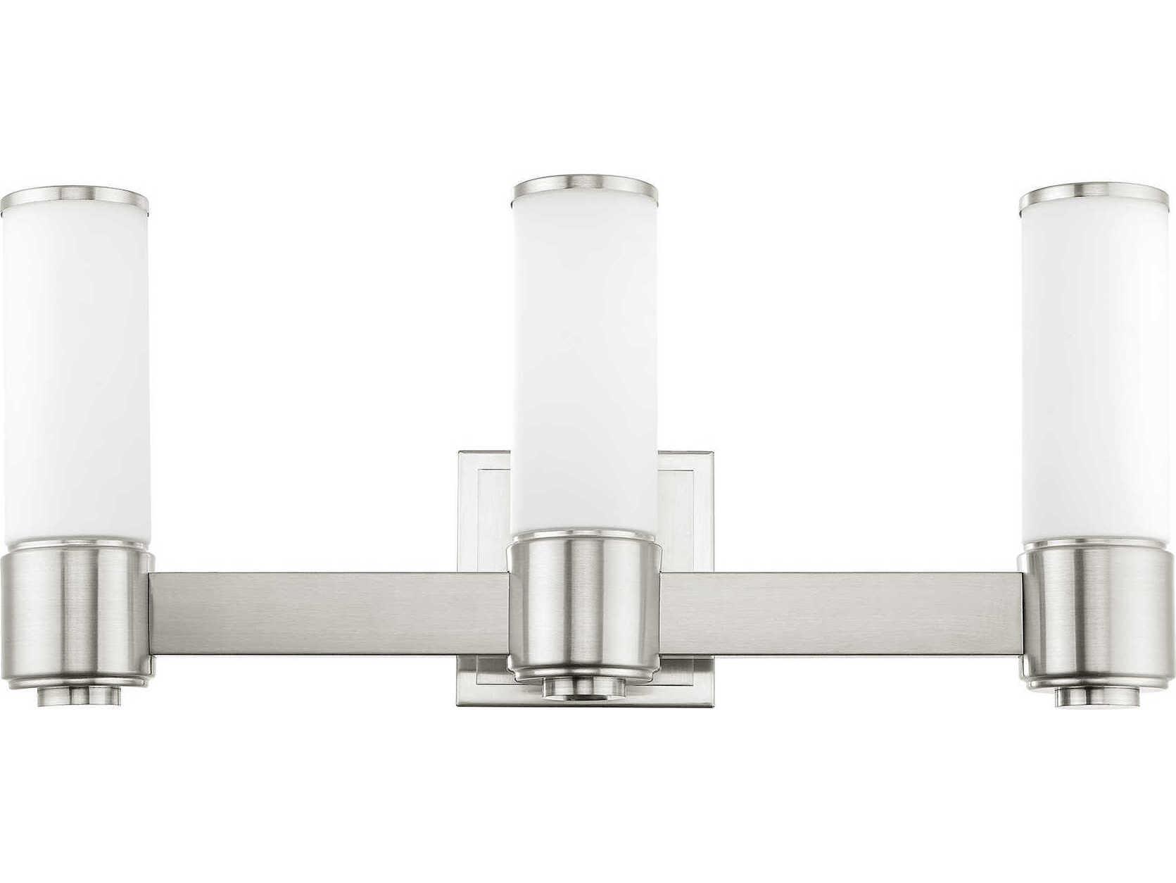 Livex Lighting Weston 3-Light Brushed Nickel Glass Vanity Light