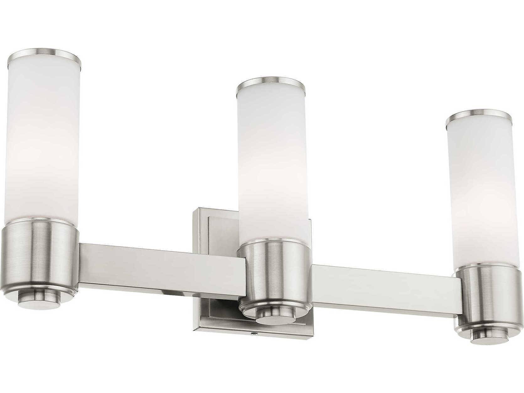 Livex Lighting Weston 3-Light Brushed Nickel Glass Vanity Light