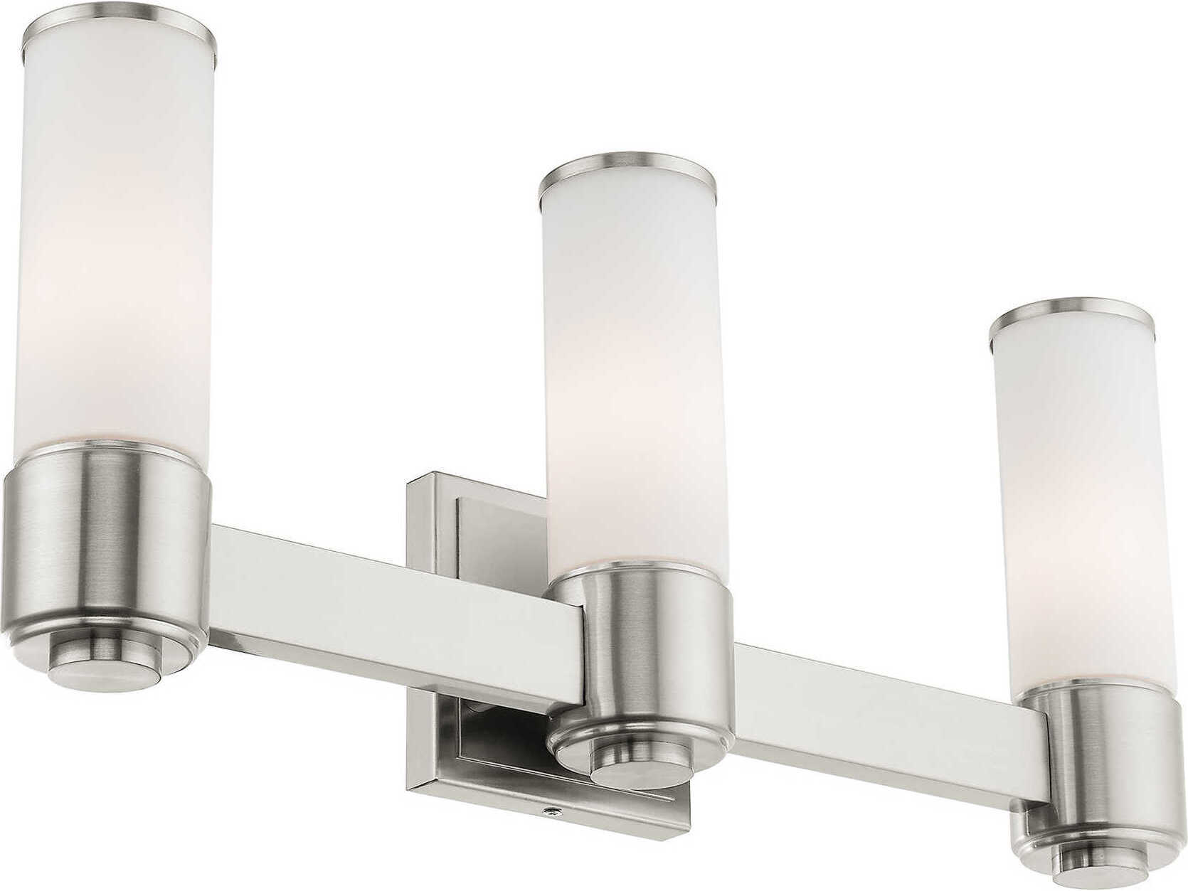 Livex Lighting Weston 3-Light Brushed Nickel Glass Vanity Light