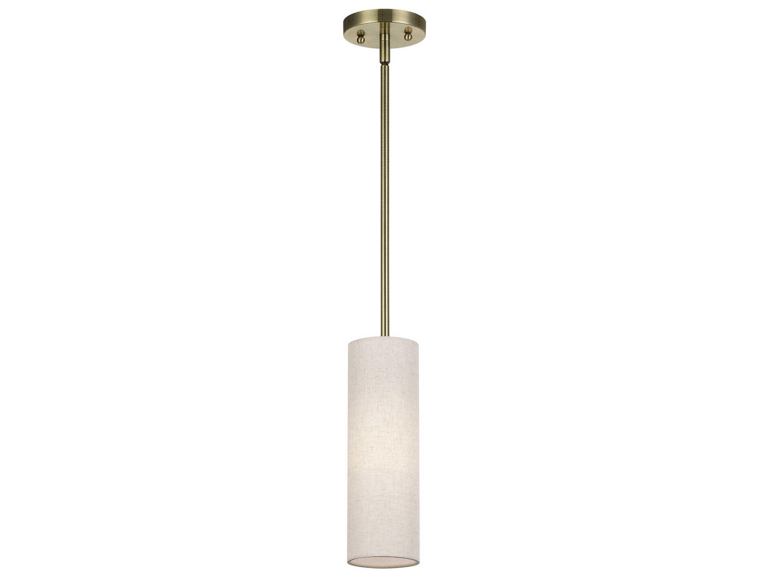 Livex Lighting Monroe 1-Light Antique Brass Cylinder Mini Pendant
