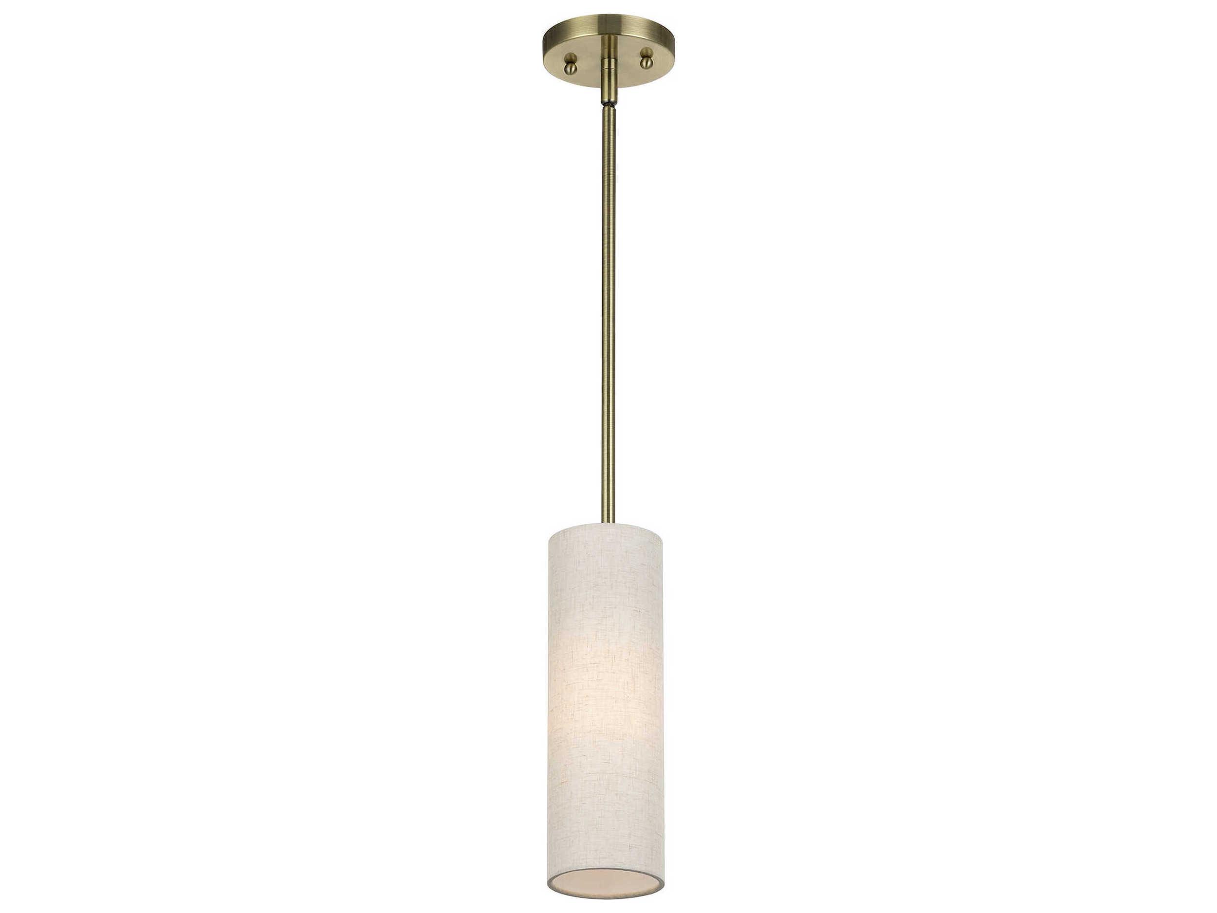 Livex Lighting Monroe 1-Light Antique Brass Cylinder Mini Pendant