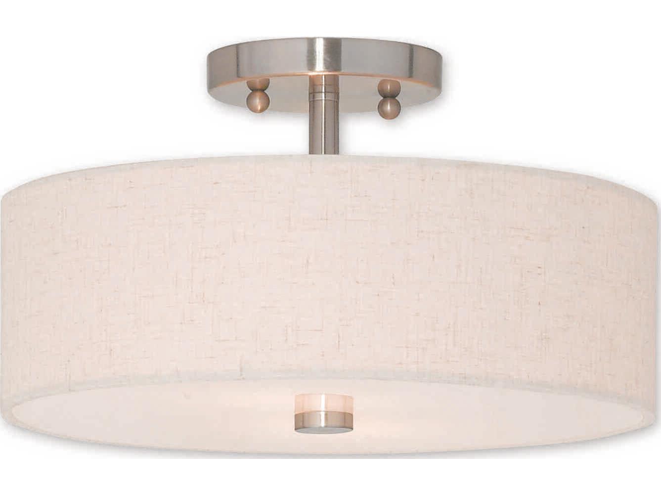 Livex Lighting Meridian 2-Light Brushed Nickel Drum Semi Flush Mount