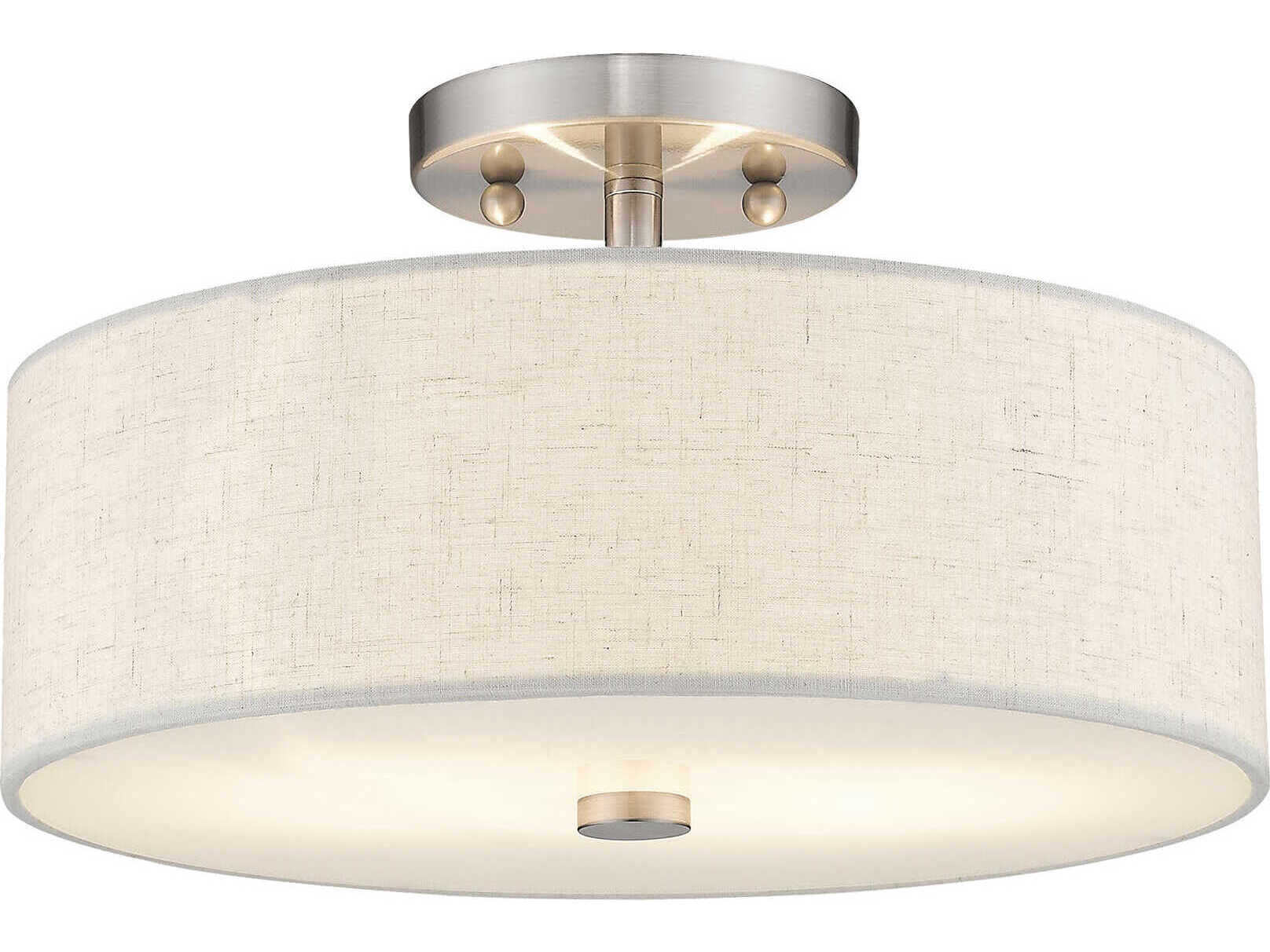 Livex Lighting Meridian 2-Light Brushed Nickel Drum Semi Flush Mount