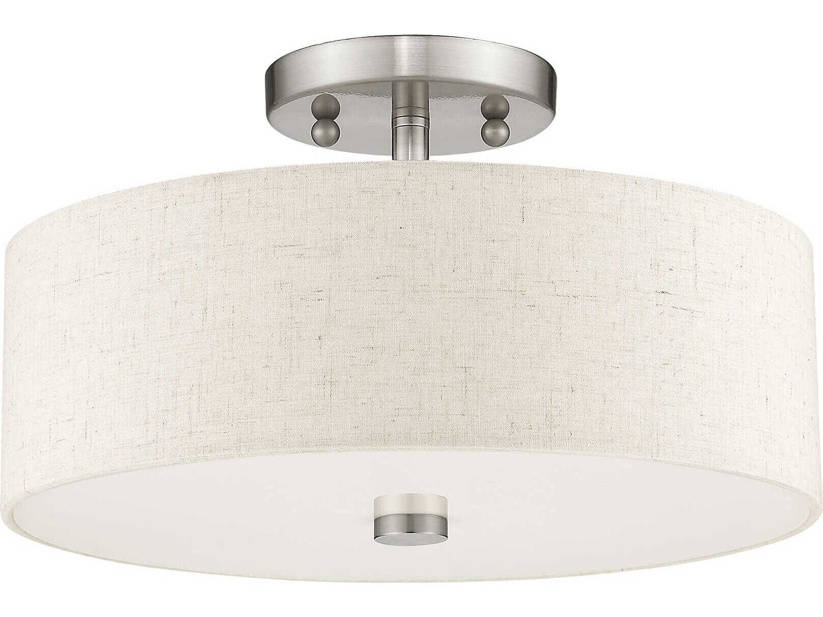 Livex Lighting Meridian 2-Light Brushed Nickel Drum Semi Flush Mount