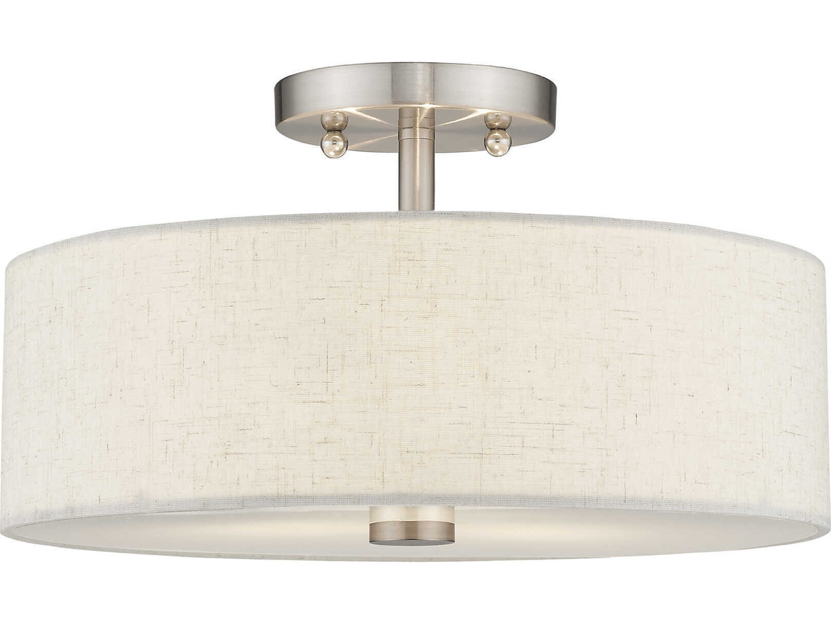 Livex Lighting Meridian 2-Light Brushed Nickel Drum Semi Flush Mount