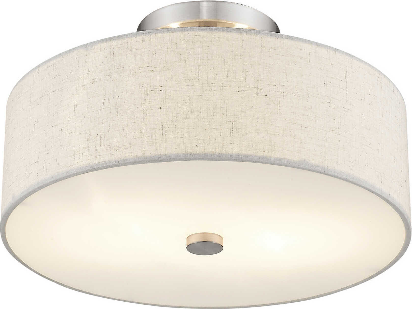 Livex Lighting Meridian 2-Light Brushed Nickel Drum Semi Flush Mount