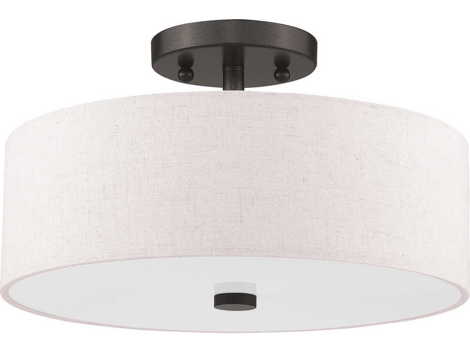Livex Lighting Meridian 2-Light English Bronze Drum Semi Flush Mount