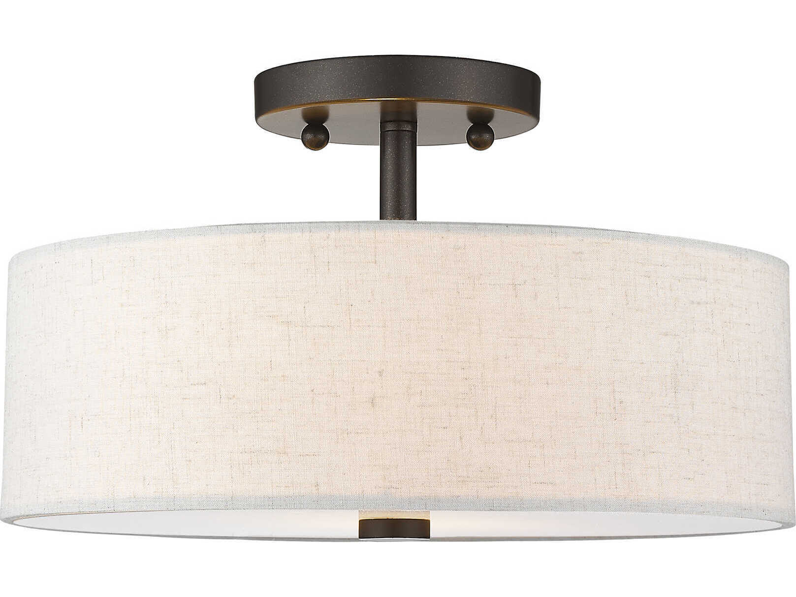 Livex Lighting Meridian 2-Light English Bronze Drum Semi Flush Mount