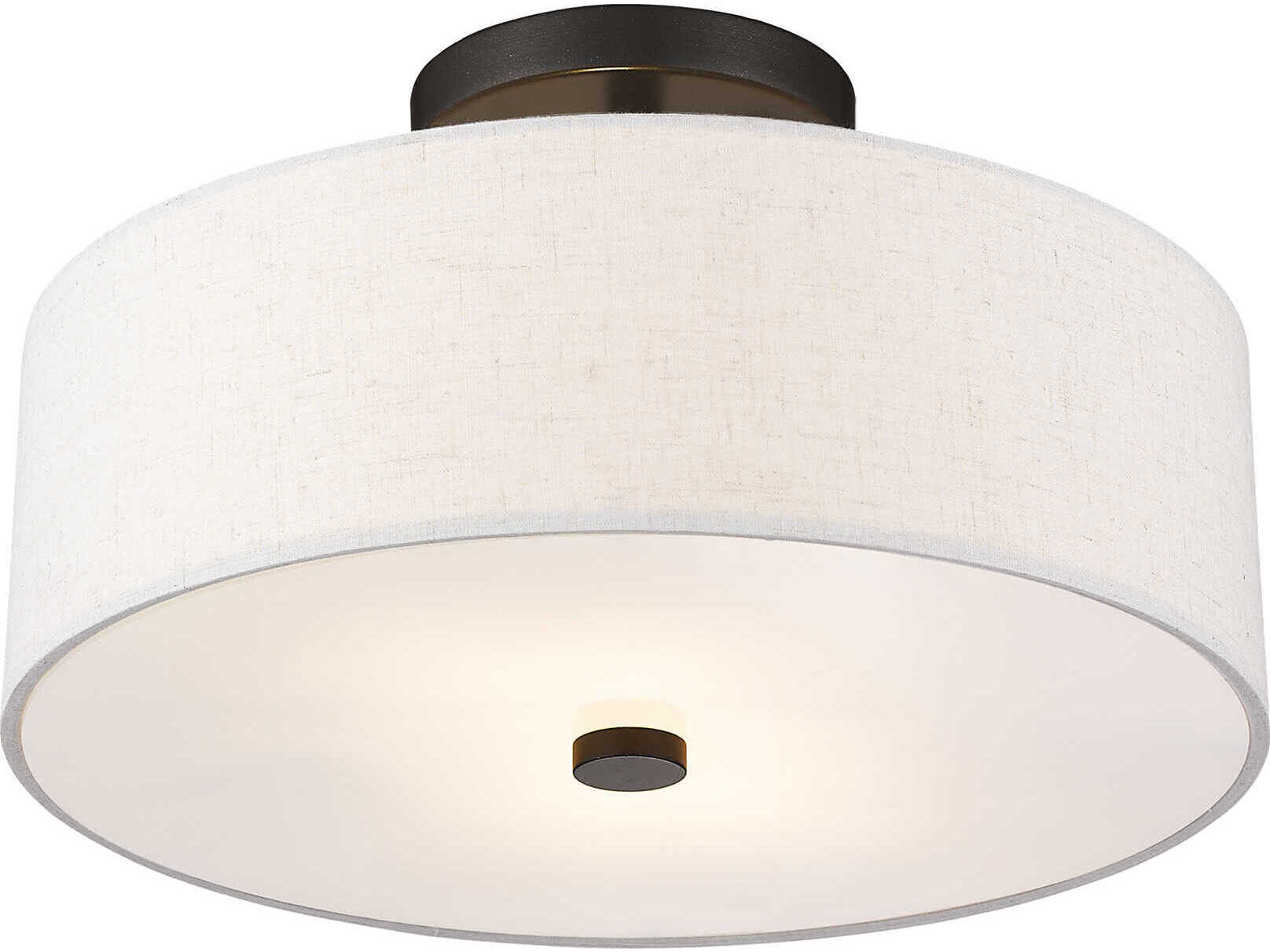 Livex Lighting Meridian 2-Light English Bronze Drum Semi Flush Mount