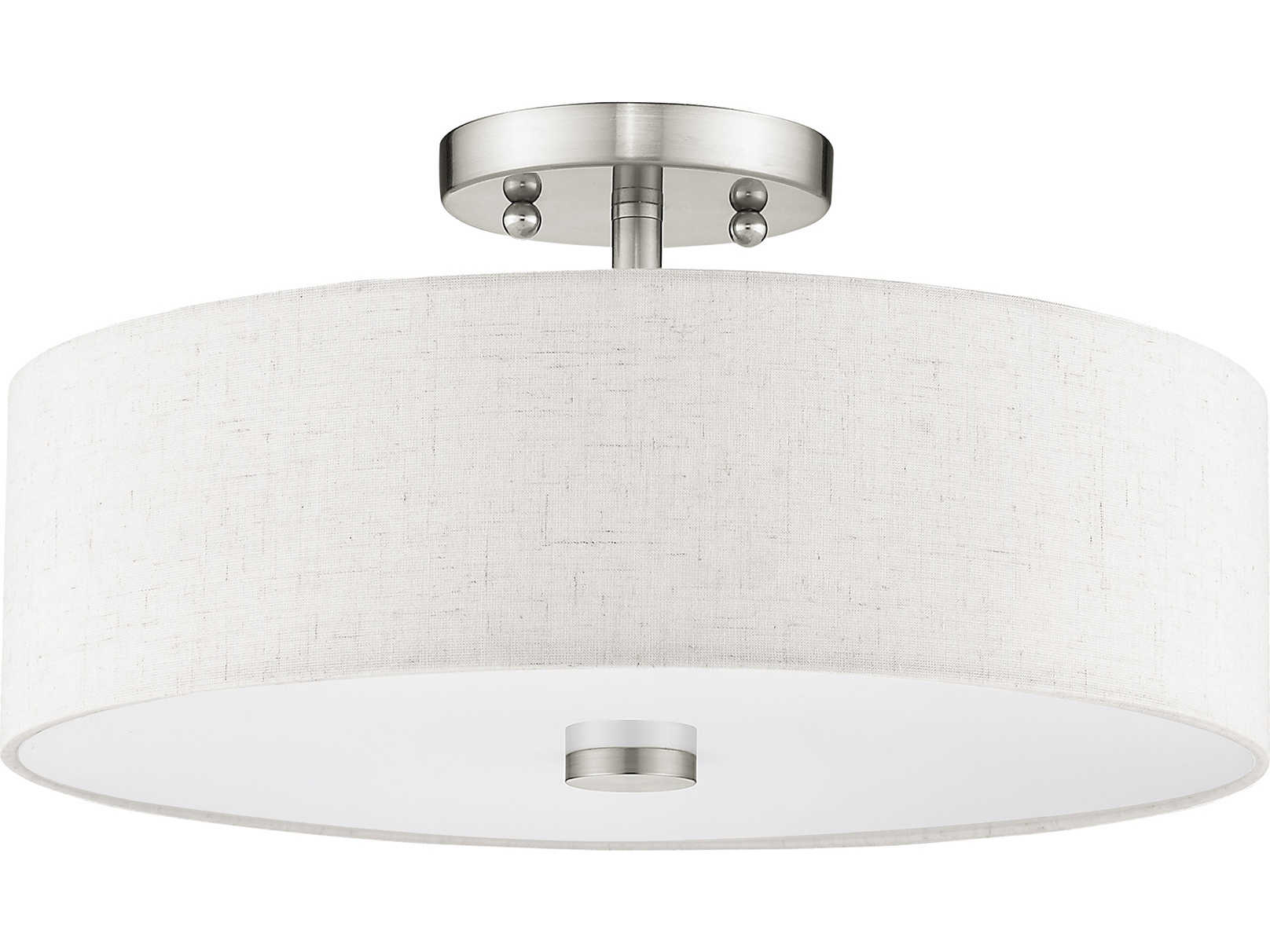 Livex Lighting Meridian 3-Light Brushed Nickel Drum Round Semi Flush Mount