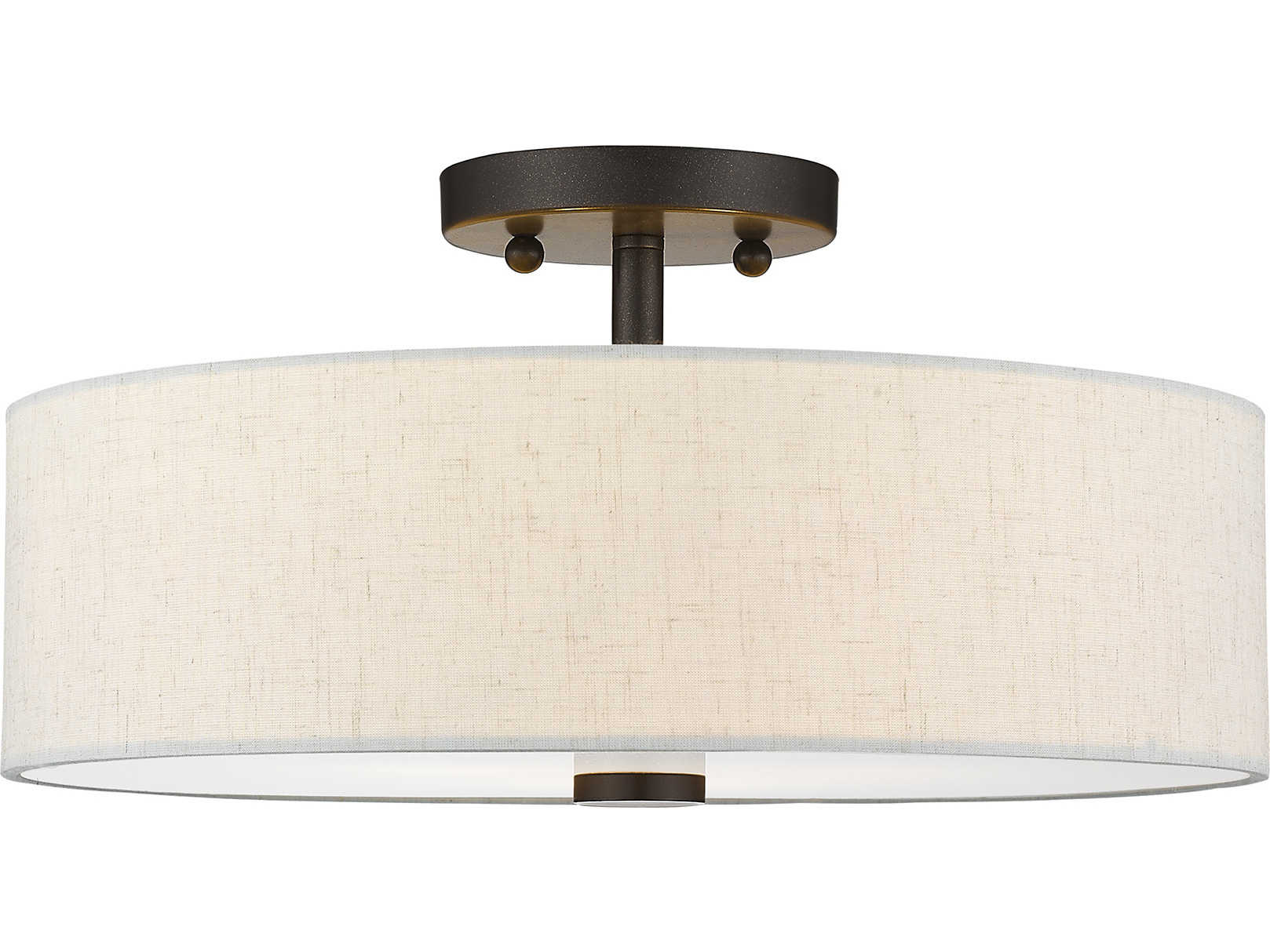 Livex Lighting Meridian 3-Light English Bronze Drum Round Semi Flush Mount