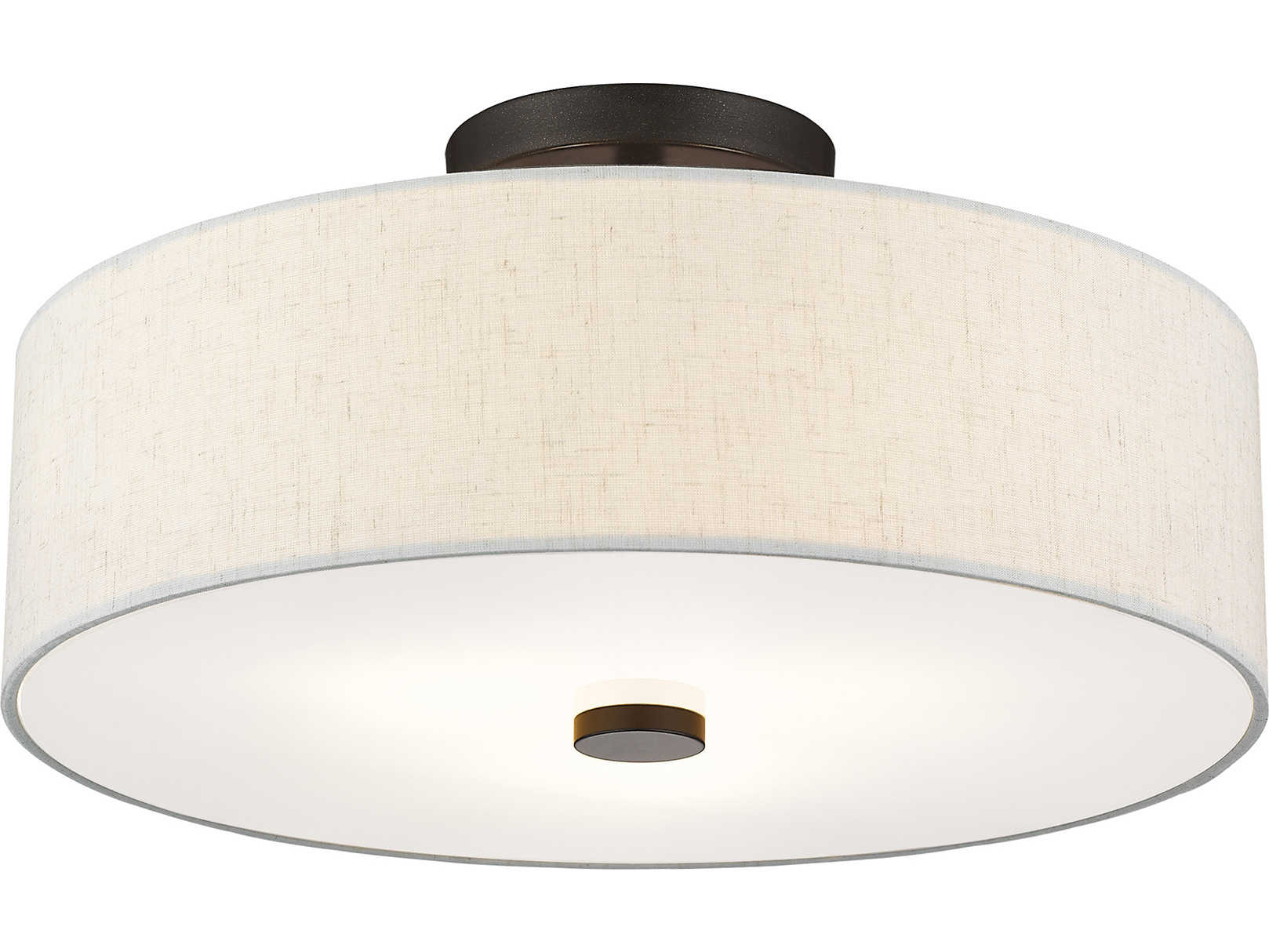 Livex Lighting Meridian 3-Light English Bronze Drum Round Semi Flush Mount