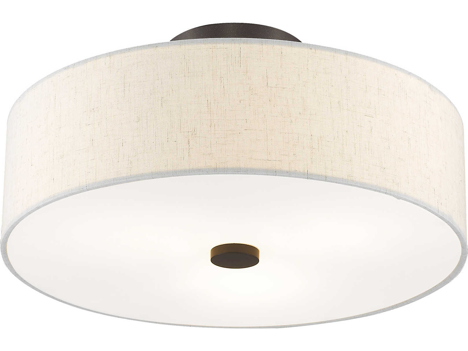 Livex Lighting Meridian 3-Light English Bronze Drum Round Semi Flush Mount