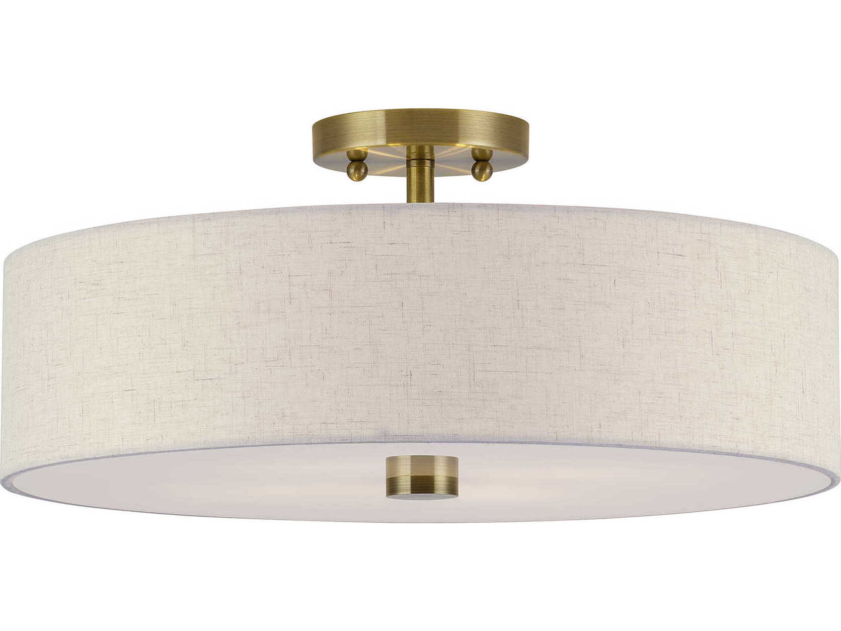 Livex Lighting Monroe 4-Light Antique Brass Drum Semi Flush Mount