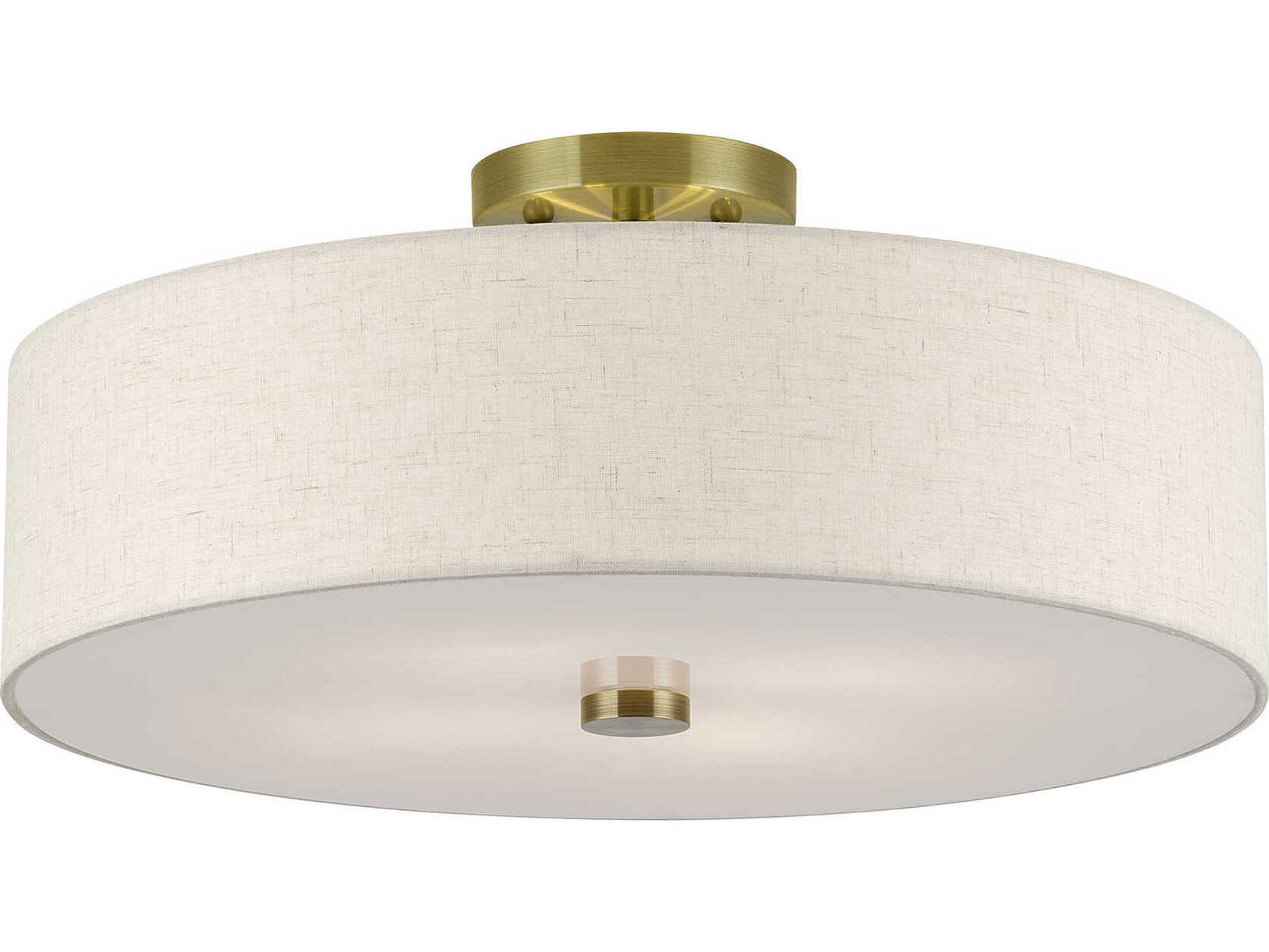 Livex Lighting Monroe 4-Light Antique Brass Drum Semi Flush Mount