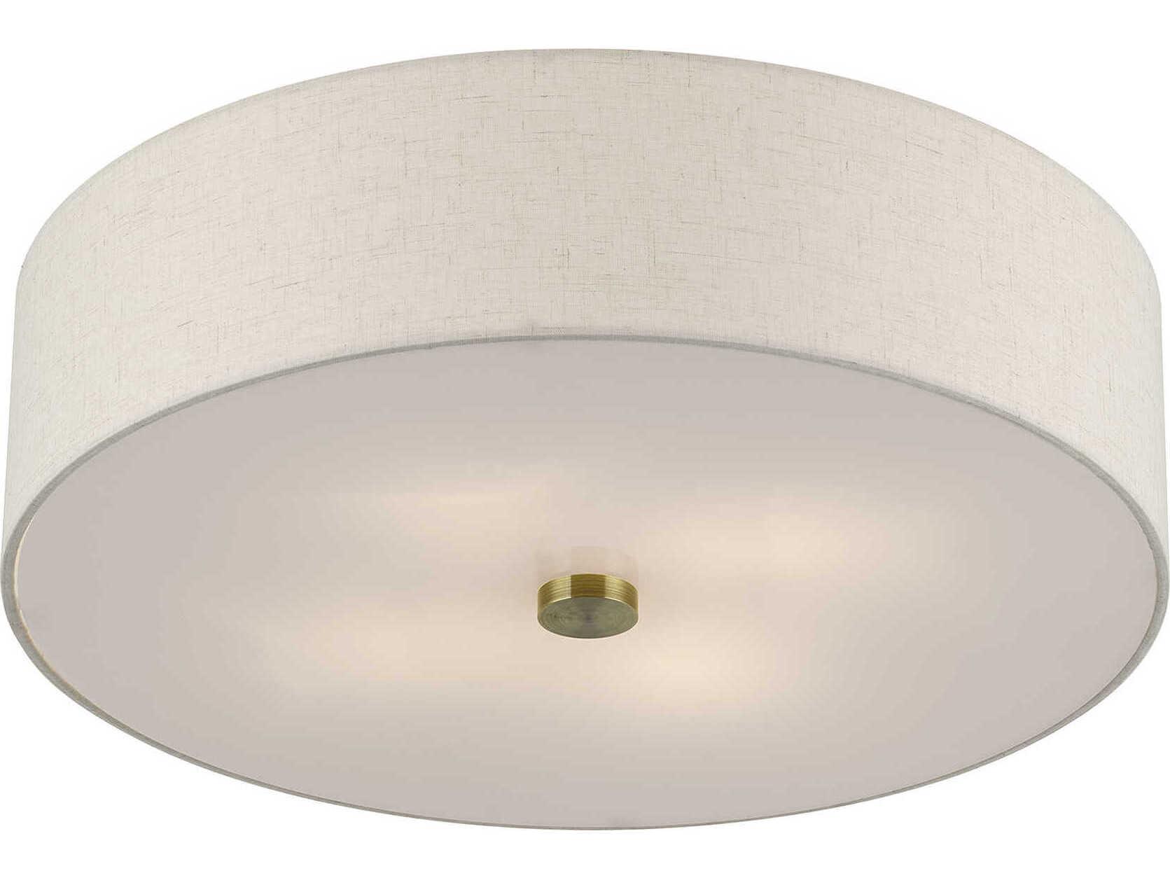 Livex Lighting Monroe 4-Light Antique Brass Drum Semi Flush Mount