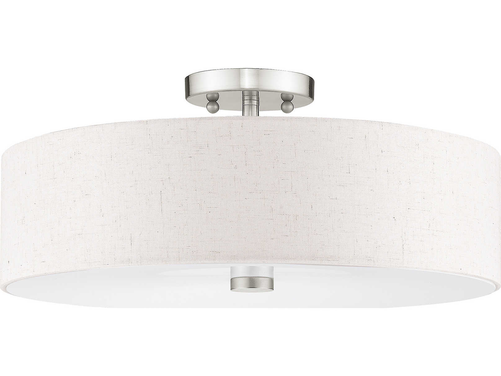 Livex Lighting Meridian 4-Light Brushed Nickel Drum Round Semi Flush Mount