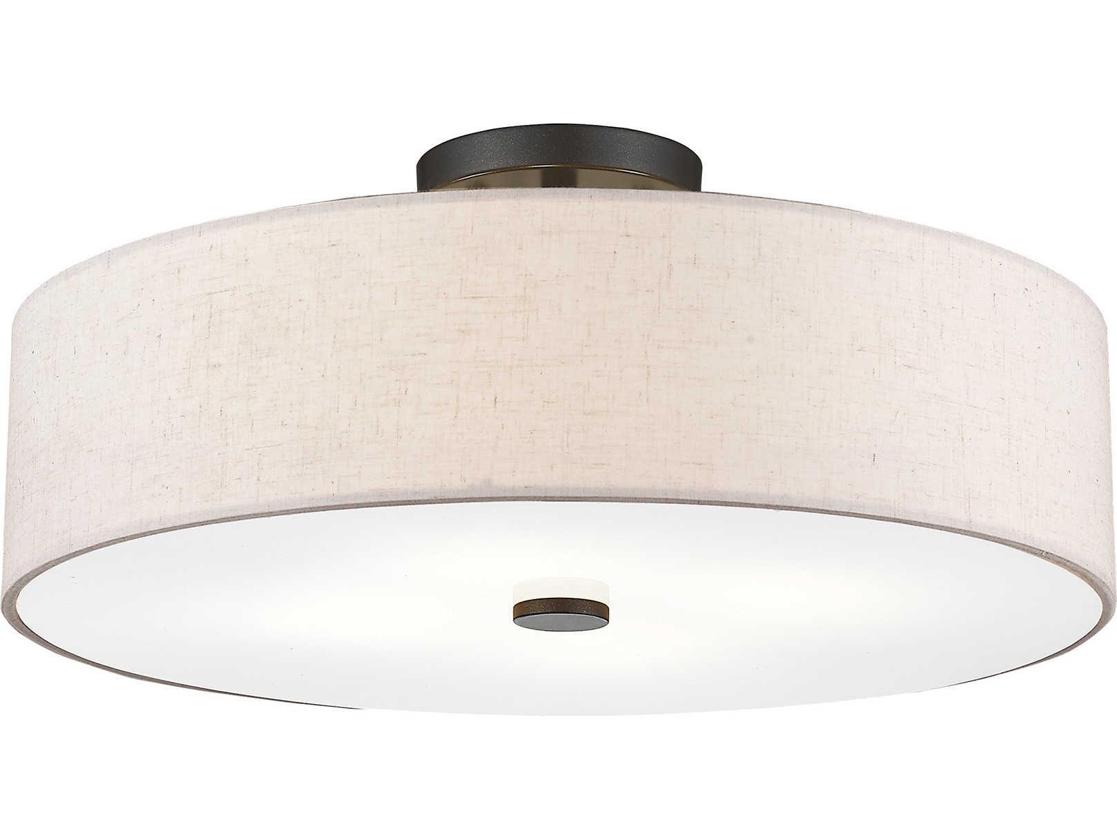 Livex Lighting Meridian 4-Light English Bronze Drum Round Semi Flush Mount