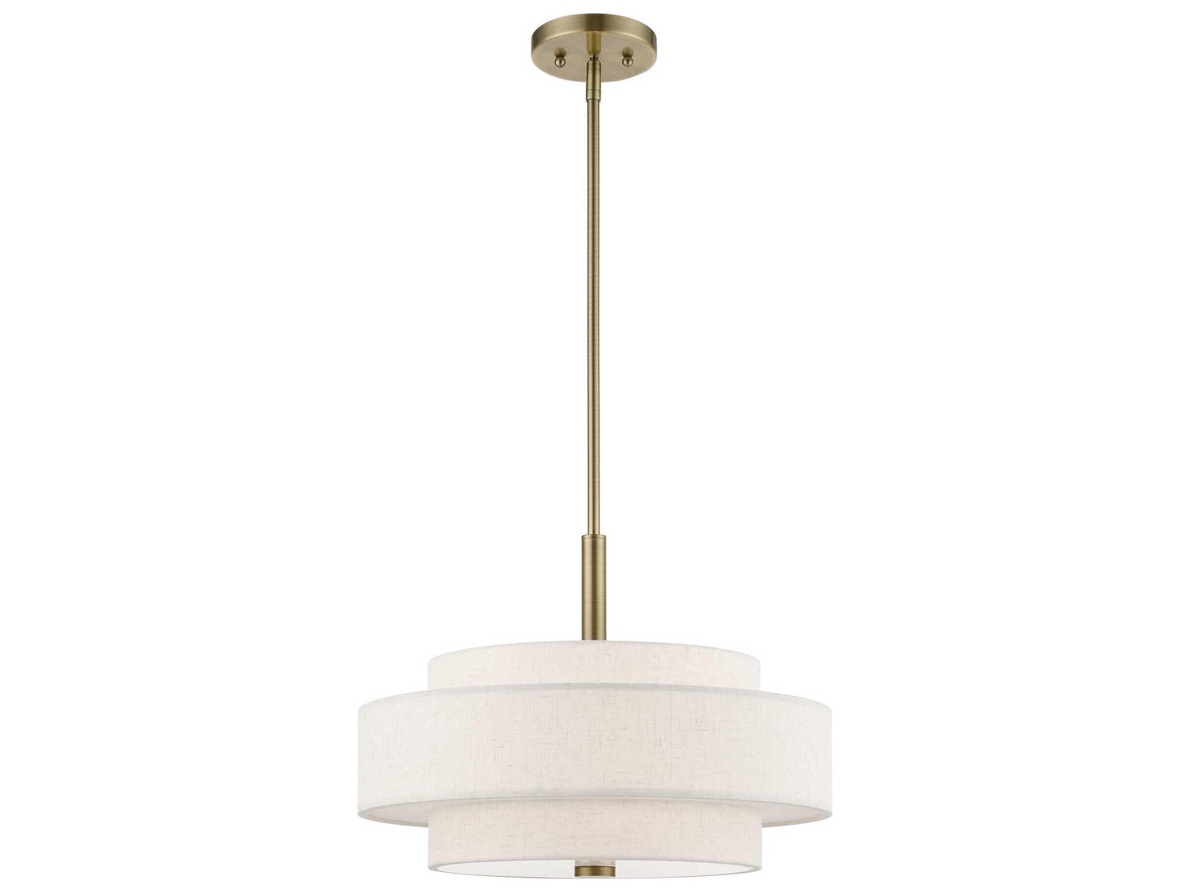 Livex Lighting Monroe 4-Light Antique Brass Drum Pendant