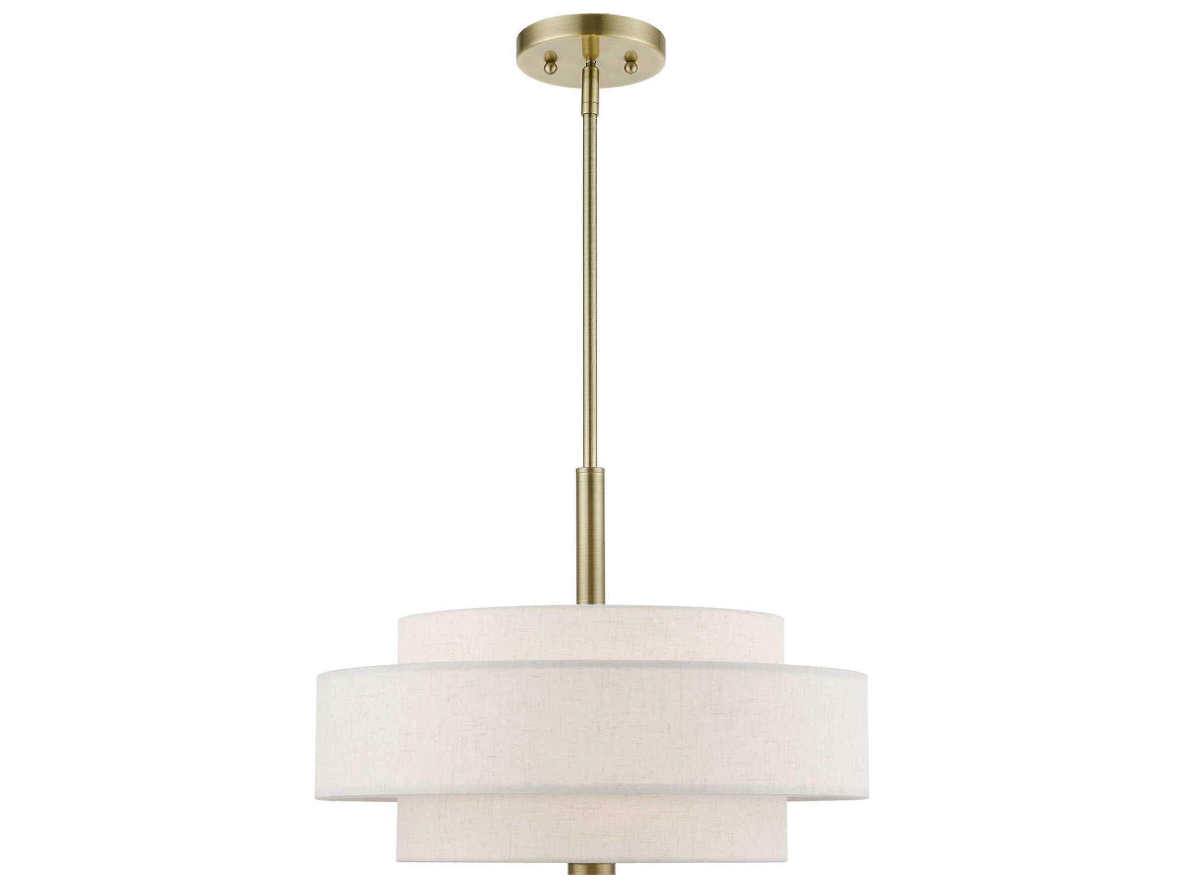 Livex Lighting Monroe 4-Light Antique Brass Drum Pendant