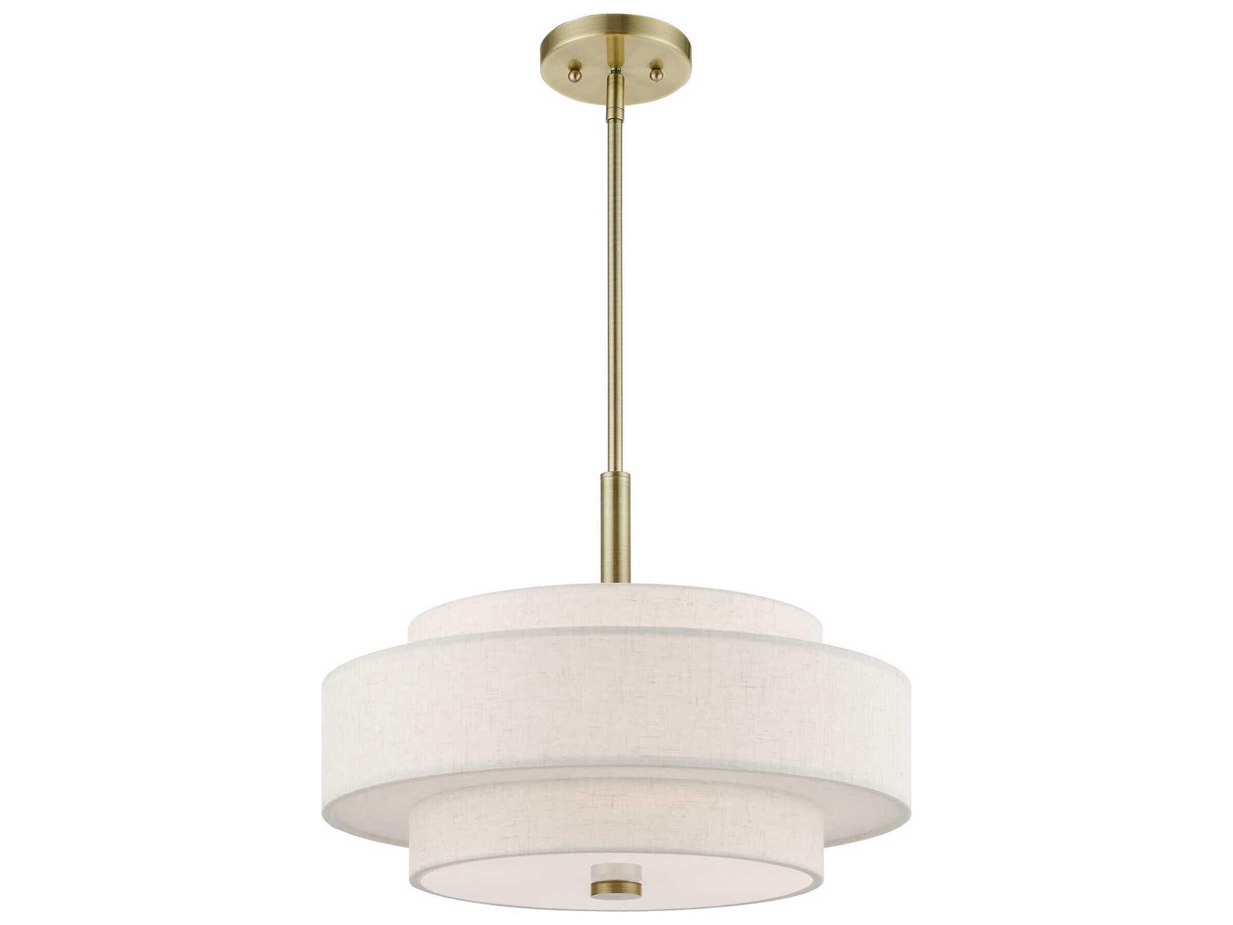 Livex Lighting Monroe 4-Light Antique Brass Drum Pendant