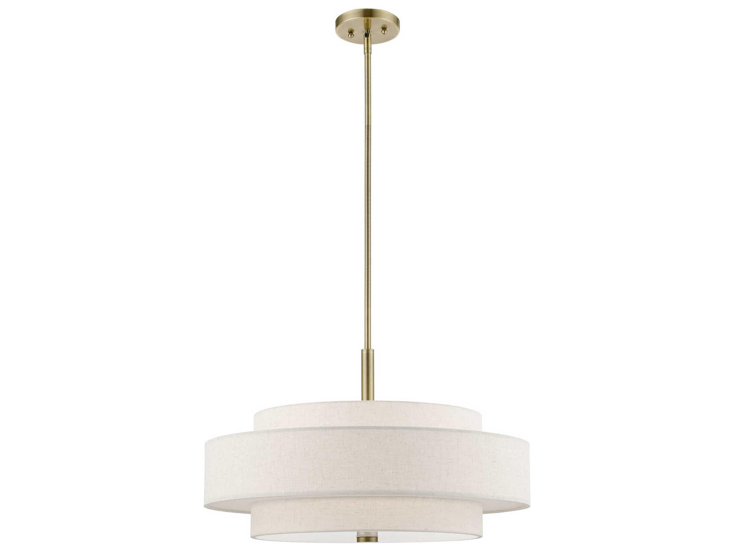 Livex Lighting Monroe 5-Light Antique Brass Drum Pendant