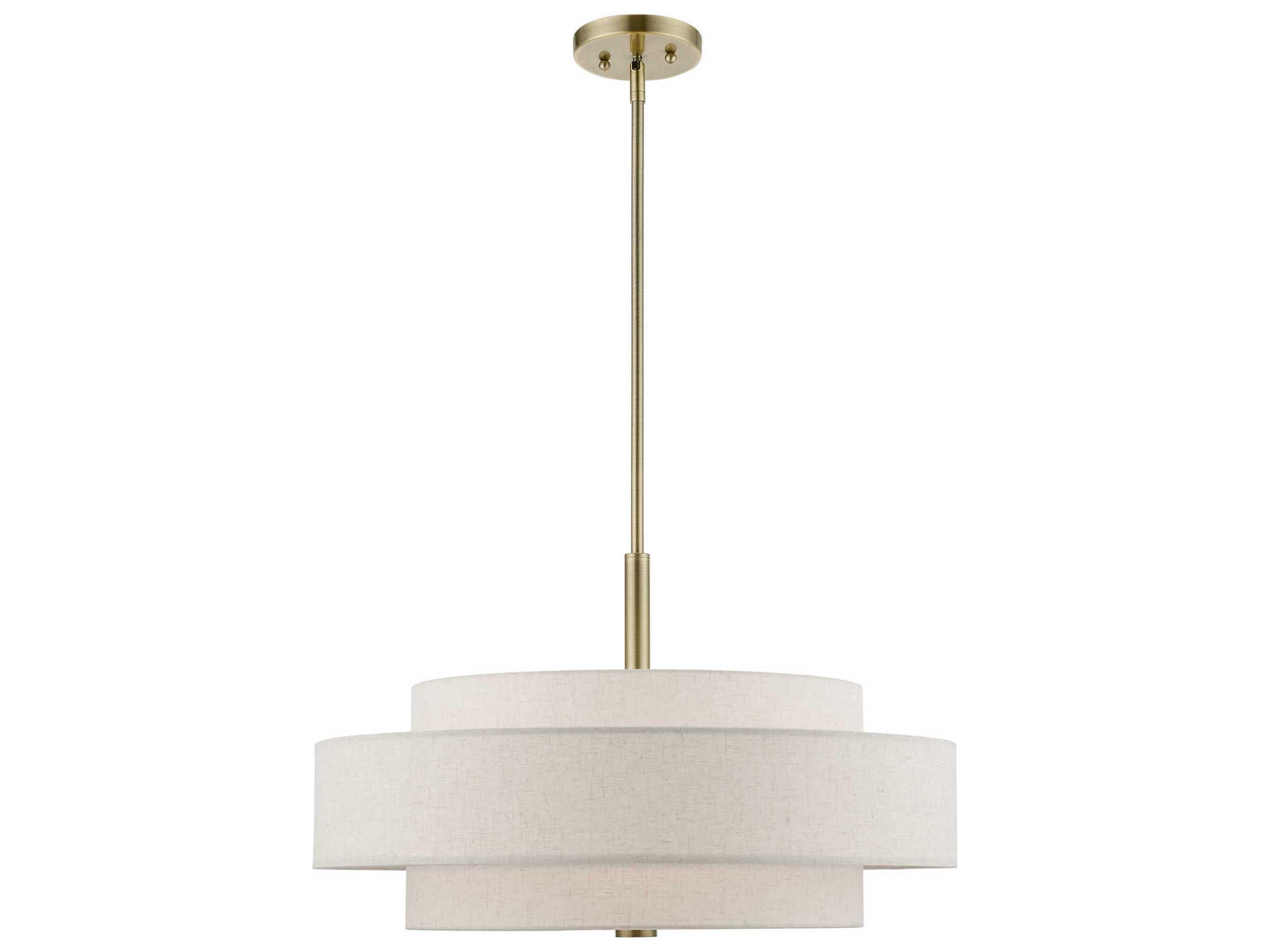 Livex Lighting Monroe 5-Light Antique Brass Drum Pendant