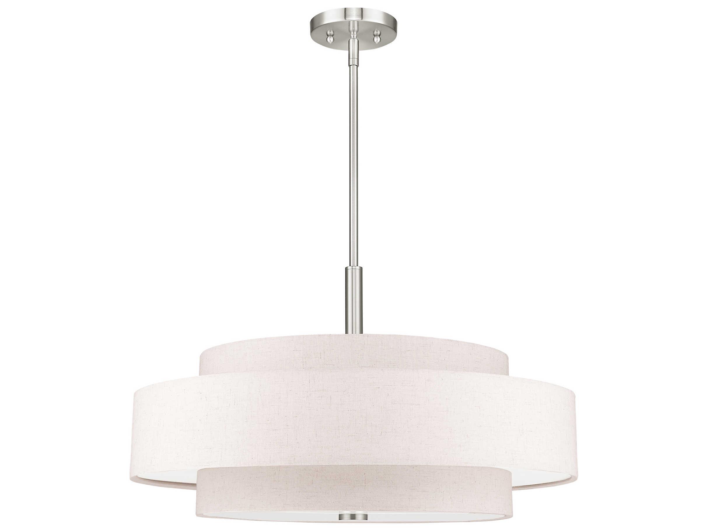 Livex Lighting Meridian 5-Light Brushed Nickel Cylinder Drum Pendant