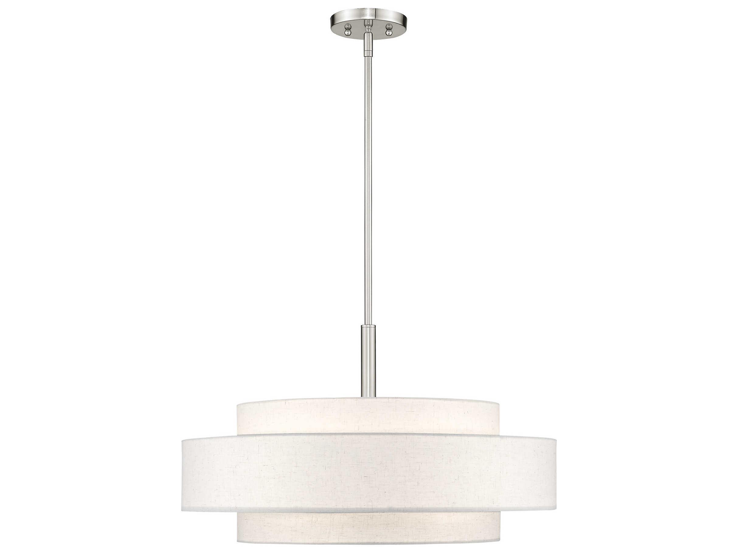 Livex Lighting Meridian 5-Light Brushed Nickel Cylinder Drum Pendant