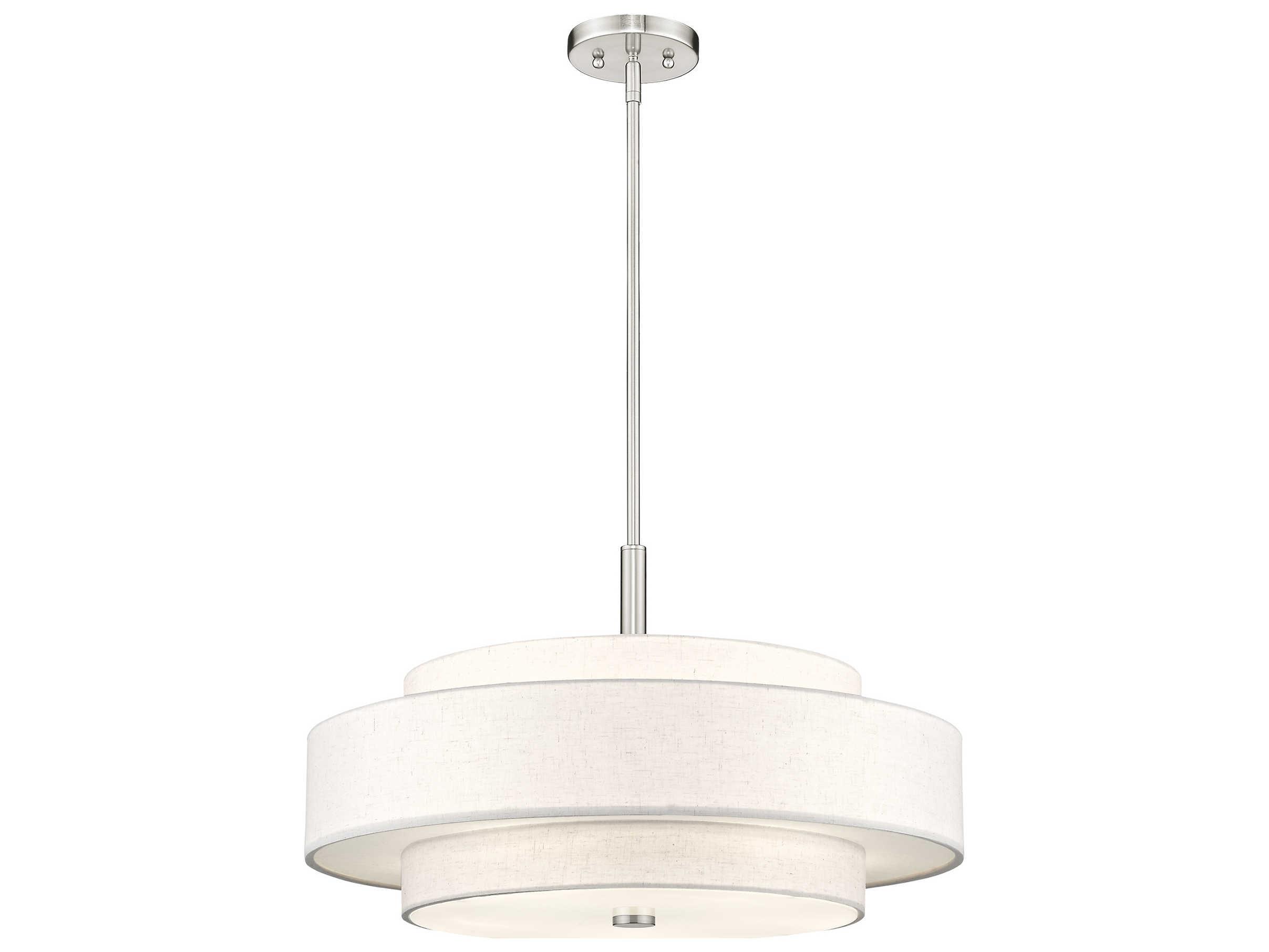 Livex Lighting Meridian 5-Light Brushed Nickel Cylinder Drum Pendant