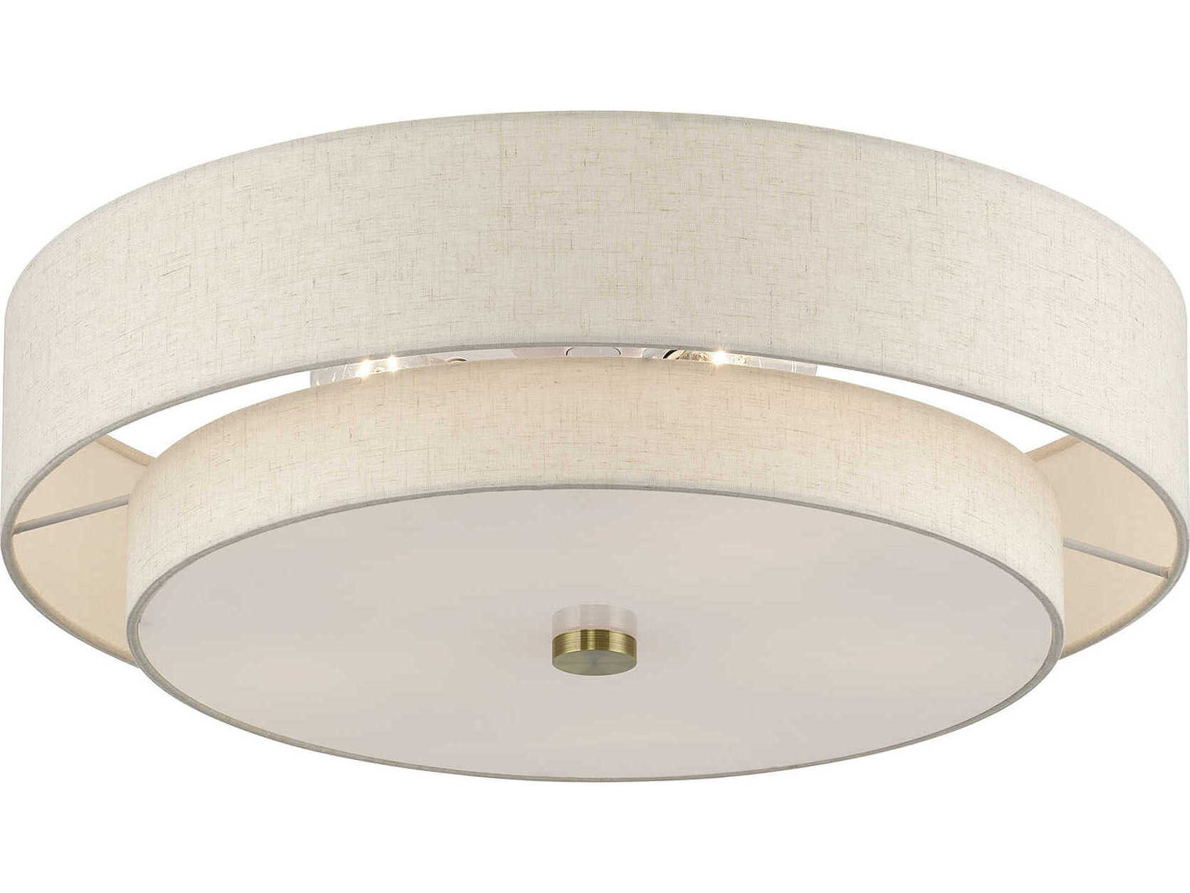 Livex Lighting Monroe 5-Light Antique Brass Drum Semi Flush Mount