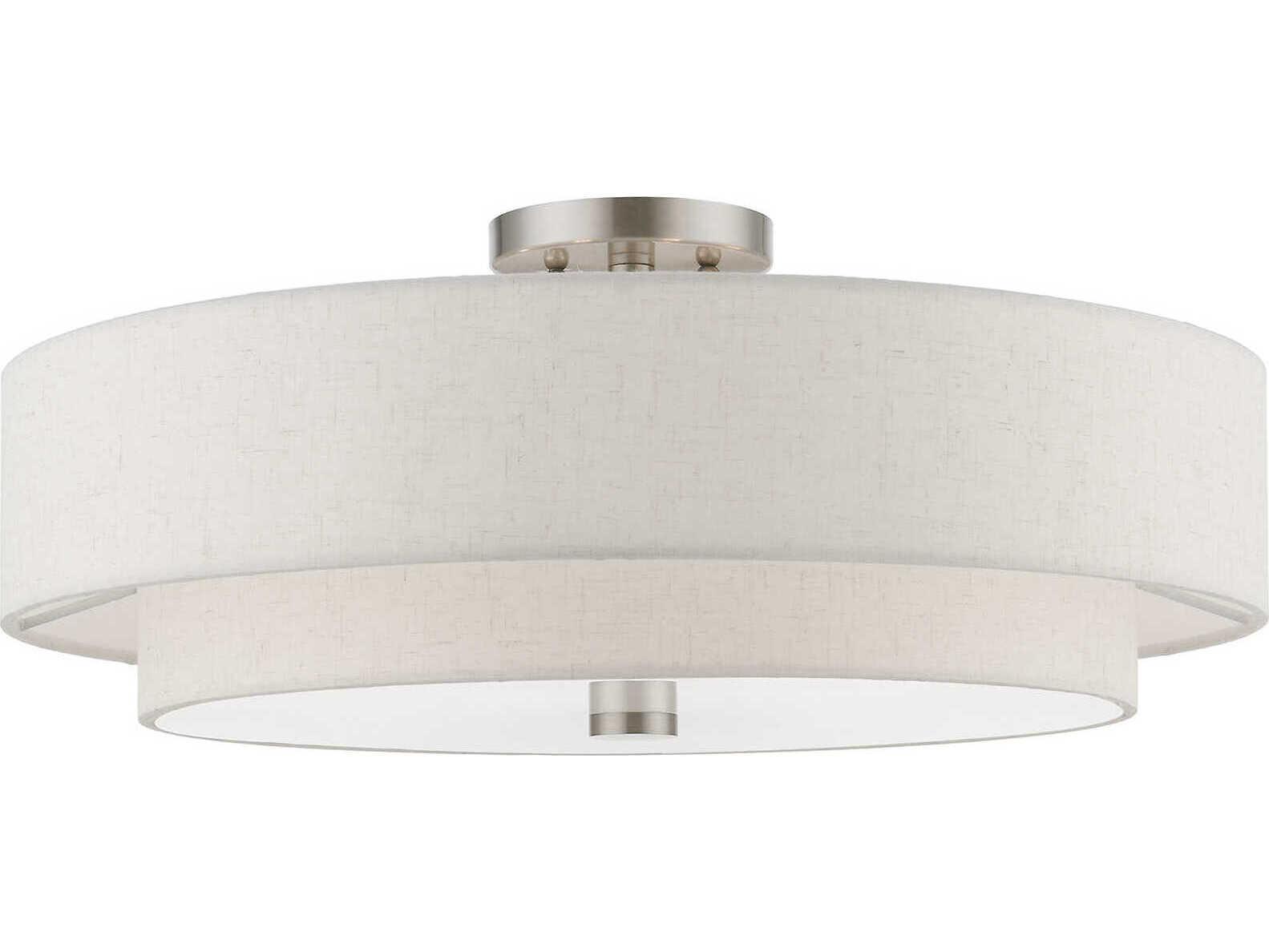 Livex Lighting Meridian 5-Light Brushed Nickel Drum Semi Flush Mount