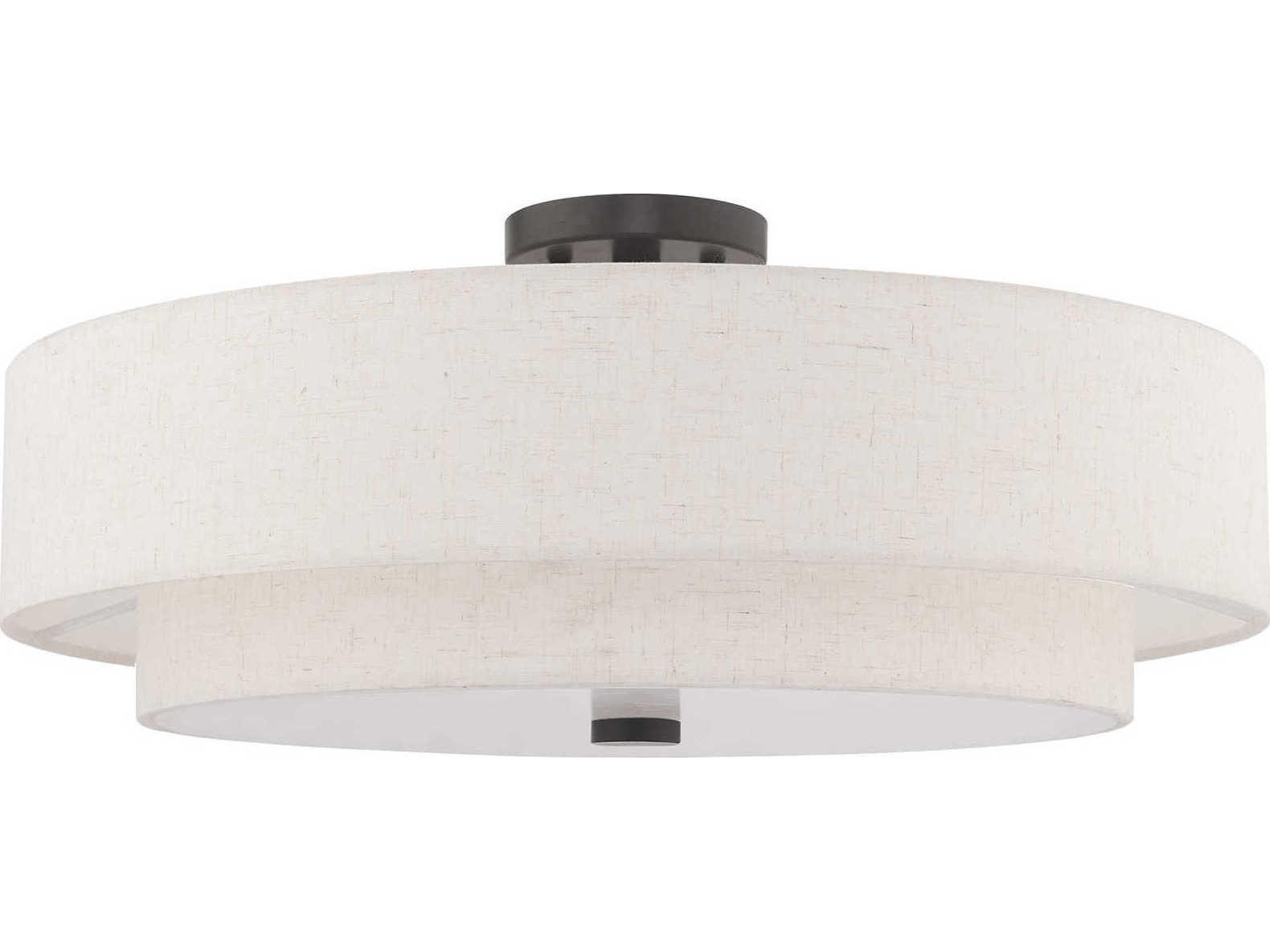 Livex Lighting Meridian English Bronze Drum Round Semi Flush Mount
