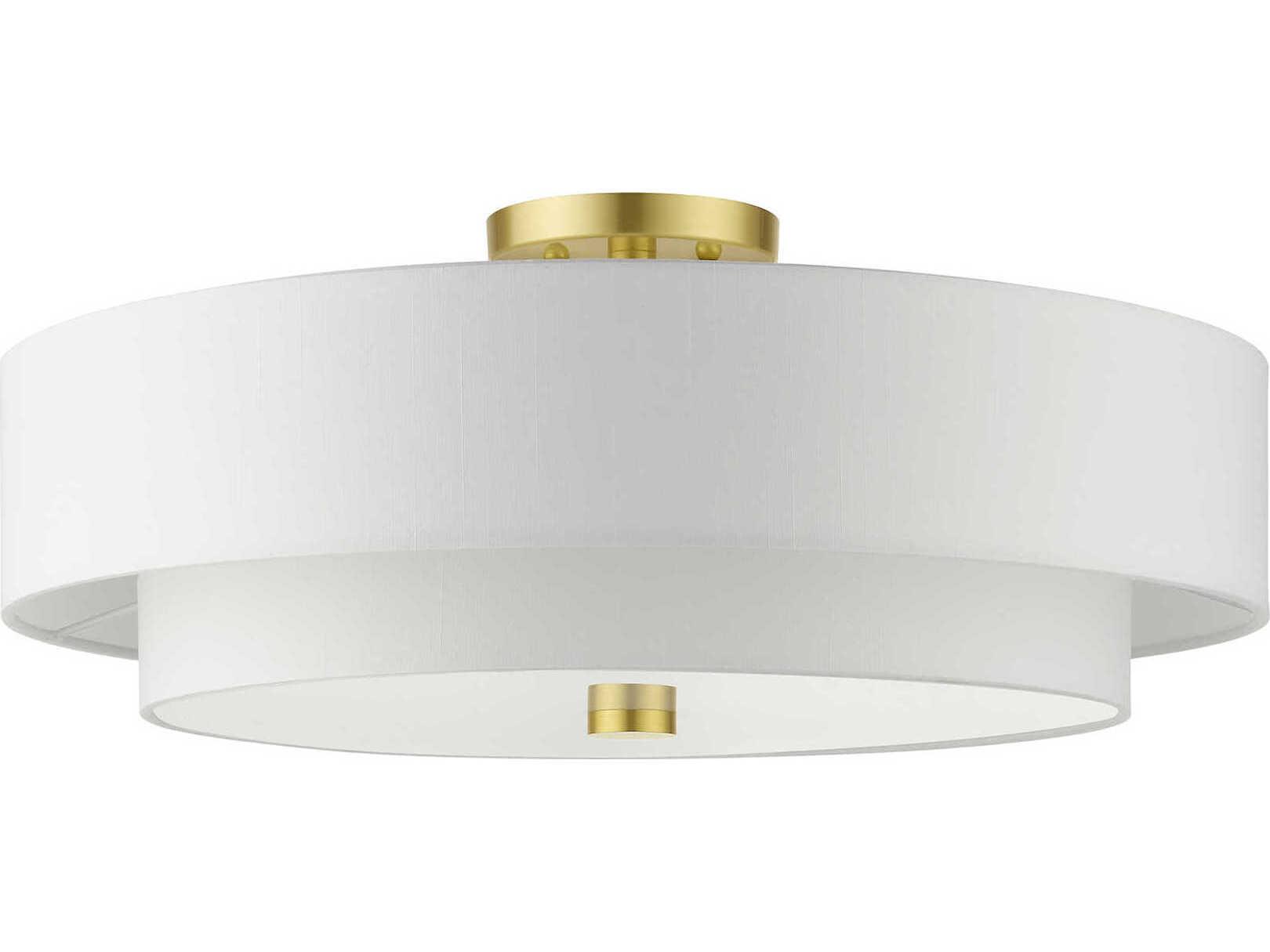 Livex Lighting Meridian 5-Light Satin Brass Drum Semi Flush Mount