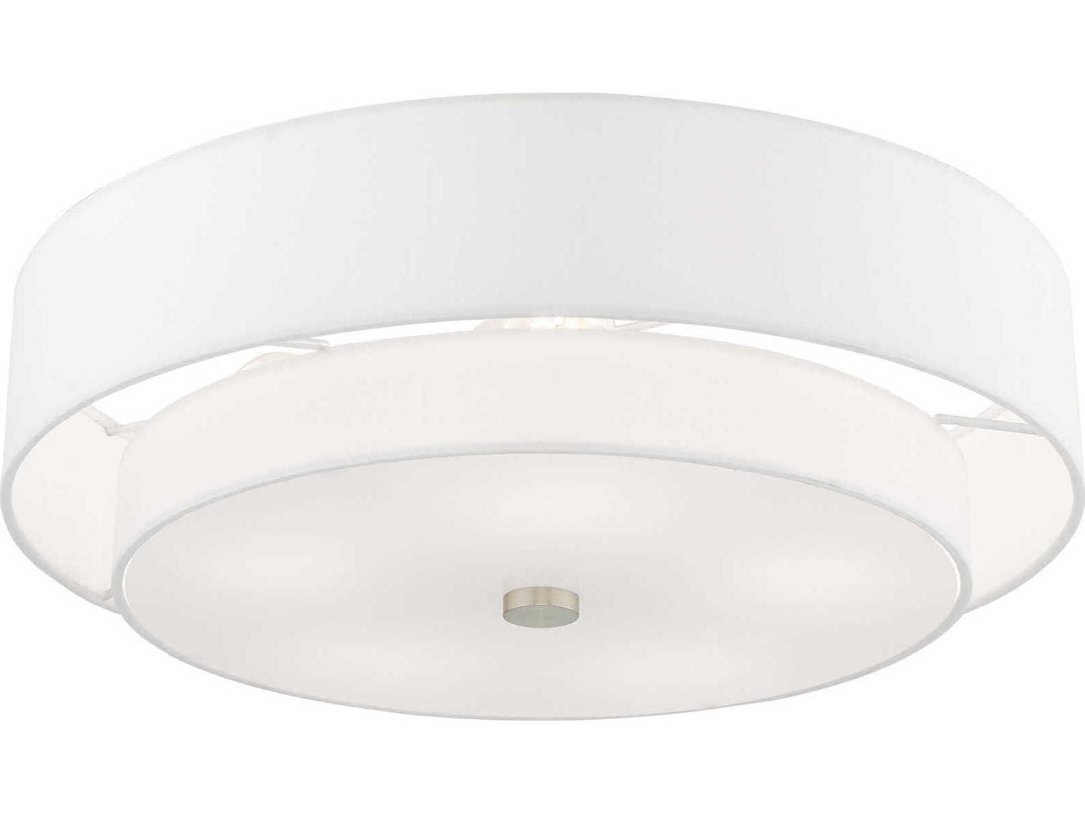 Livex Lighting Meridian Brushed Nickel Drum Round Semi Flush Mount