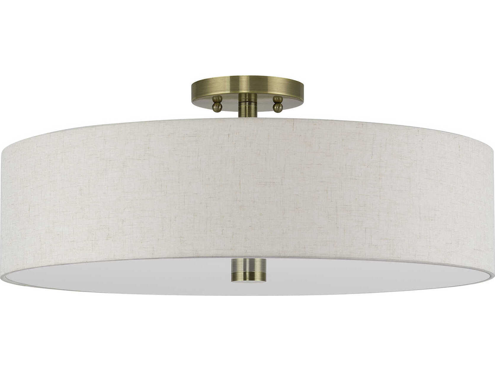 Livex Lighting Monroe 5-Light Antique Brass Drum Semi Flush Mount