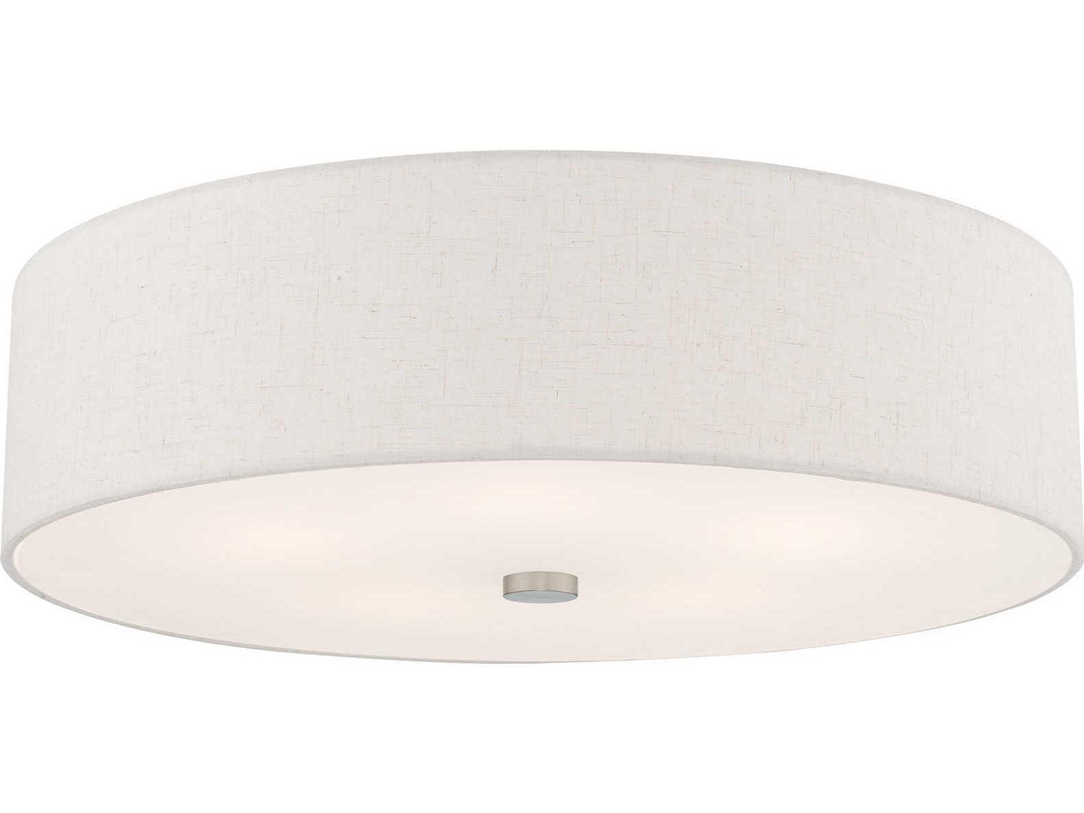 Livex Lighting Meridian Brushed Nickel Drum Round Semi Flush Mount
