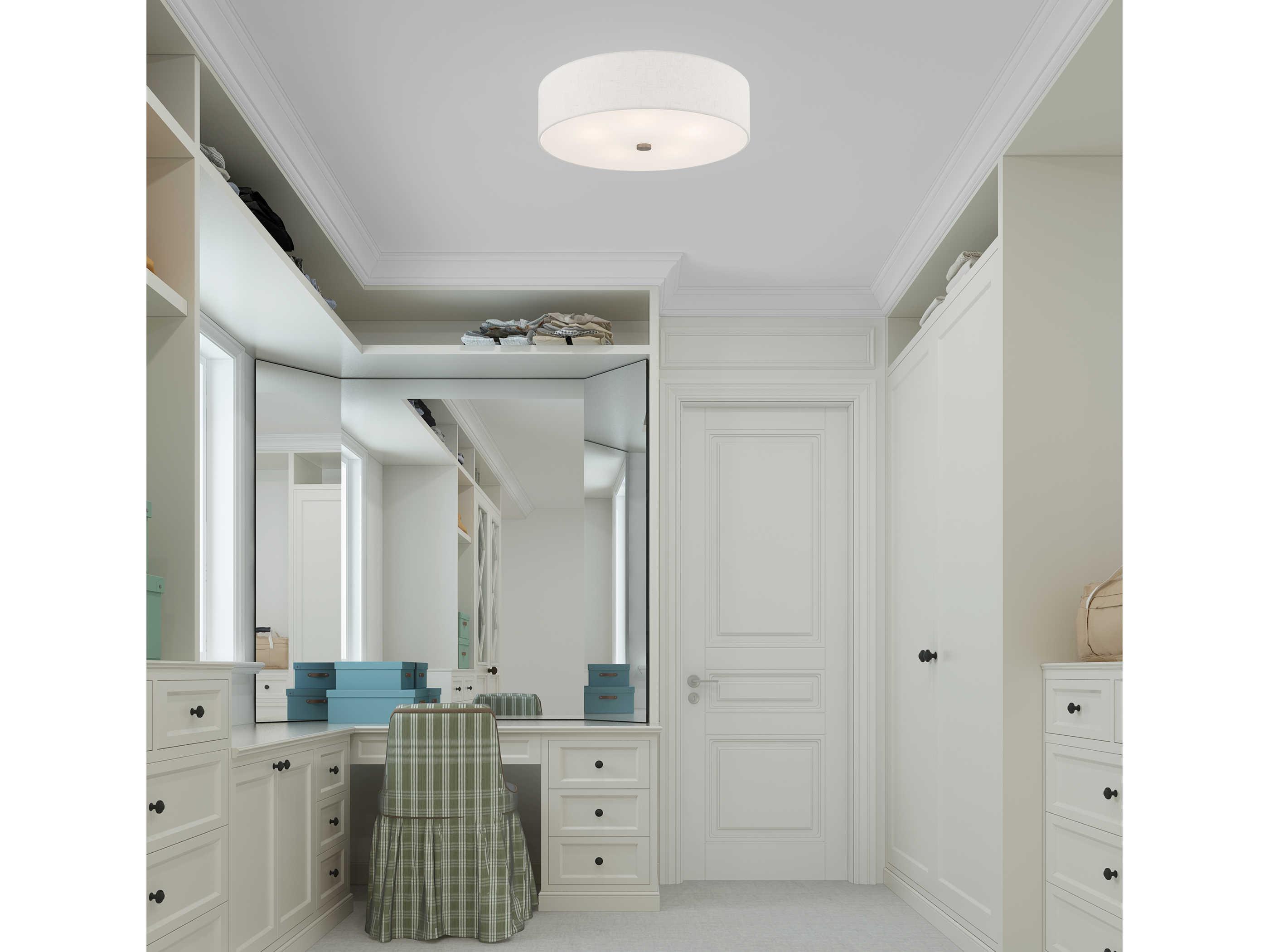 Livex Lighting Meridian Brushed Nickel Drum Round Semi Flush Mount